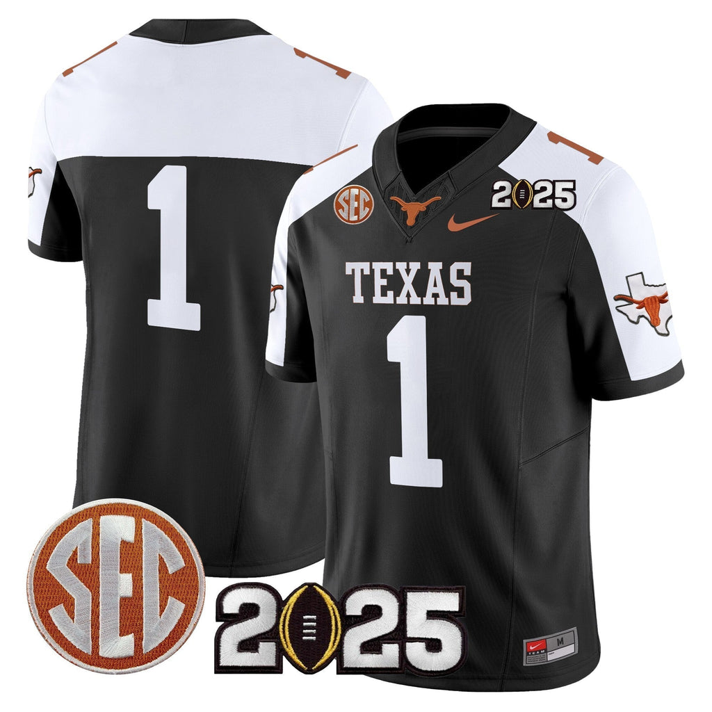 Men Texas Longhorns 2025 CFP Final Patch Vapor Limited Jersey - All Stitched