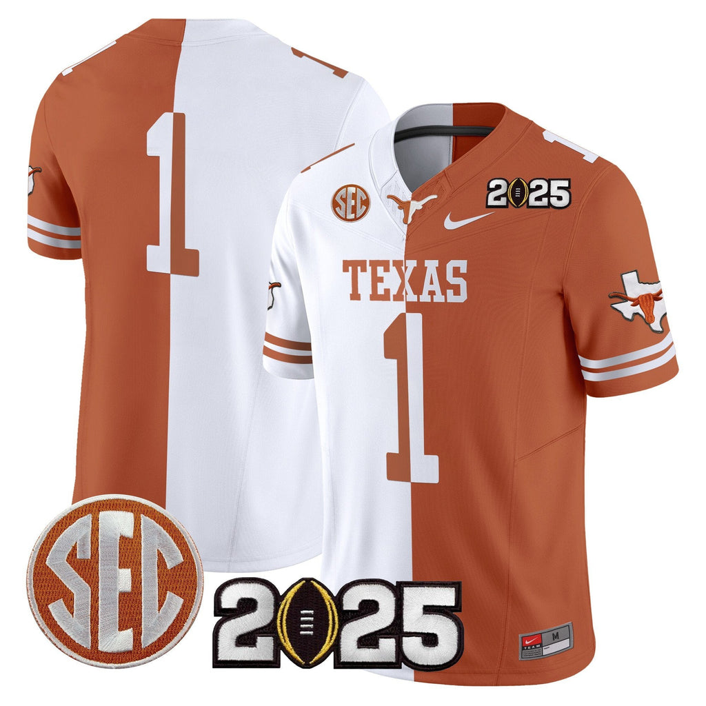 Men Texas Longhorns 2025 CFP Final Patch Vapor Limited Jersey - All Stitched