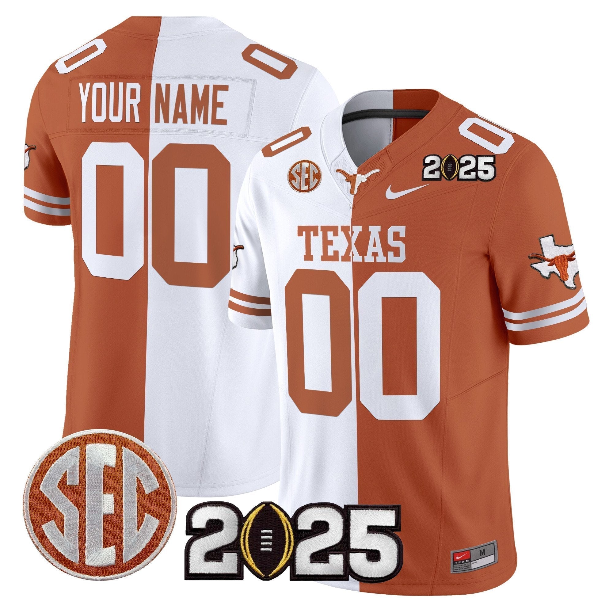 Custom Texas Longhorns 2025 CFP Final Patch Vapor Limited Jersey - All Stitched