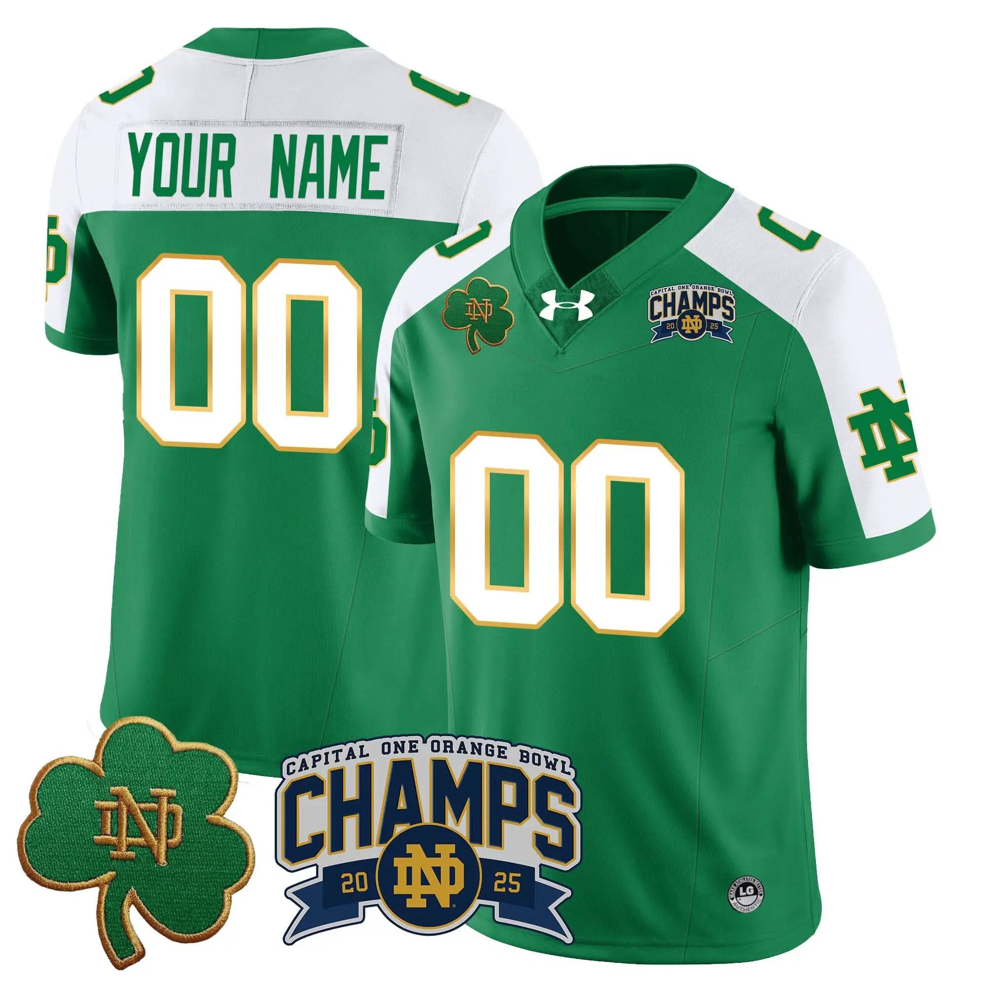 Custom Notre Dame Fighting Irish football 2025 Orange Bowl Champions Jersey N6