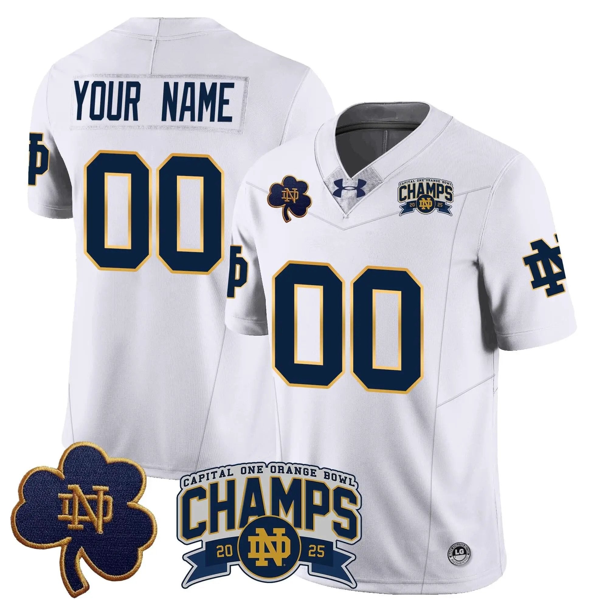 Custom Notre Dame Fighting Irish football 2025 Orange Bowl Champions Jersey N6