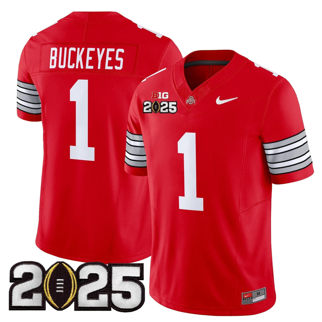 Men Ohio State Buckeyes 'Heritage Stripe' 2025 CFP Final Patch Vapor Limited Jersey - All Stitched