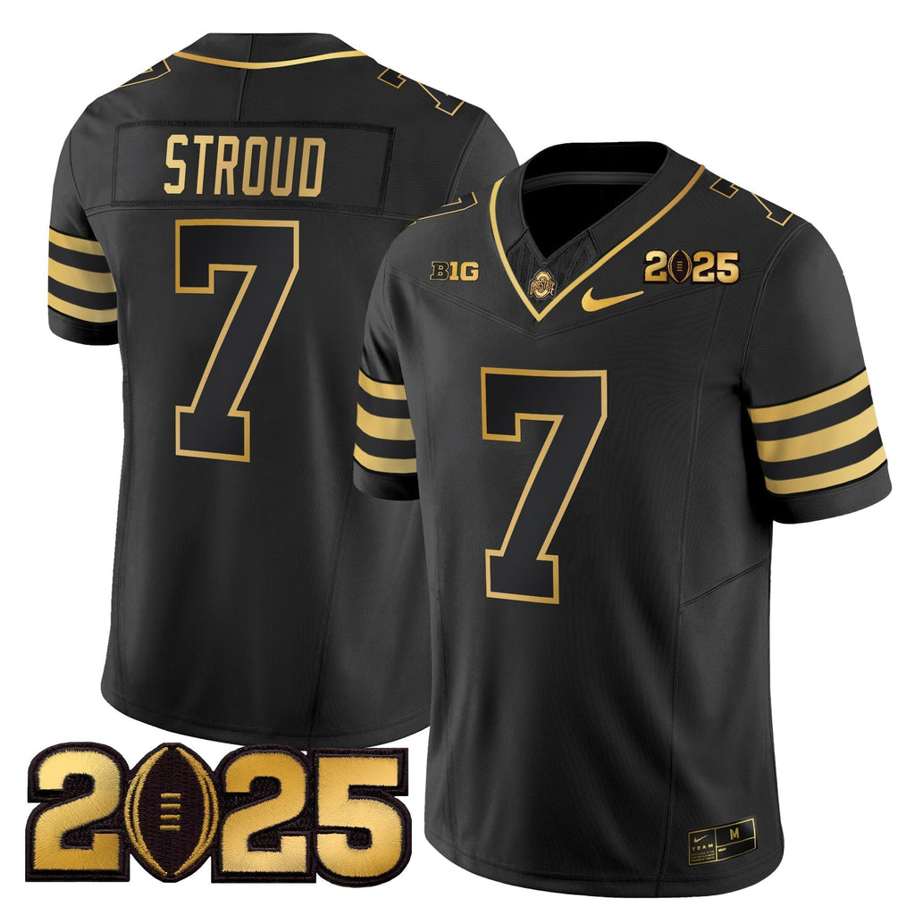 Men Ohio State Buckeyes 'Heritage Stripe' CFP Final Patch Gold Vapor Limited Jersey - All Stitched
