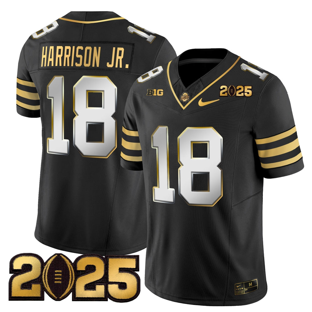 Men Ohio State Buckeyes 'Heritage Stripe' CFP Final Patch Gold Vapor Limited Jersey - All Stitched