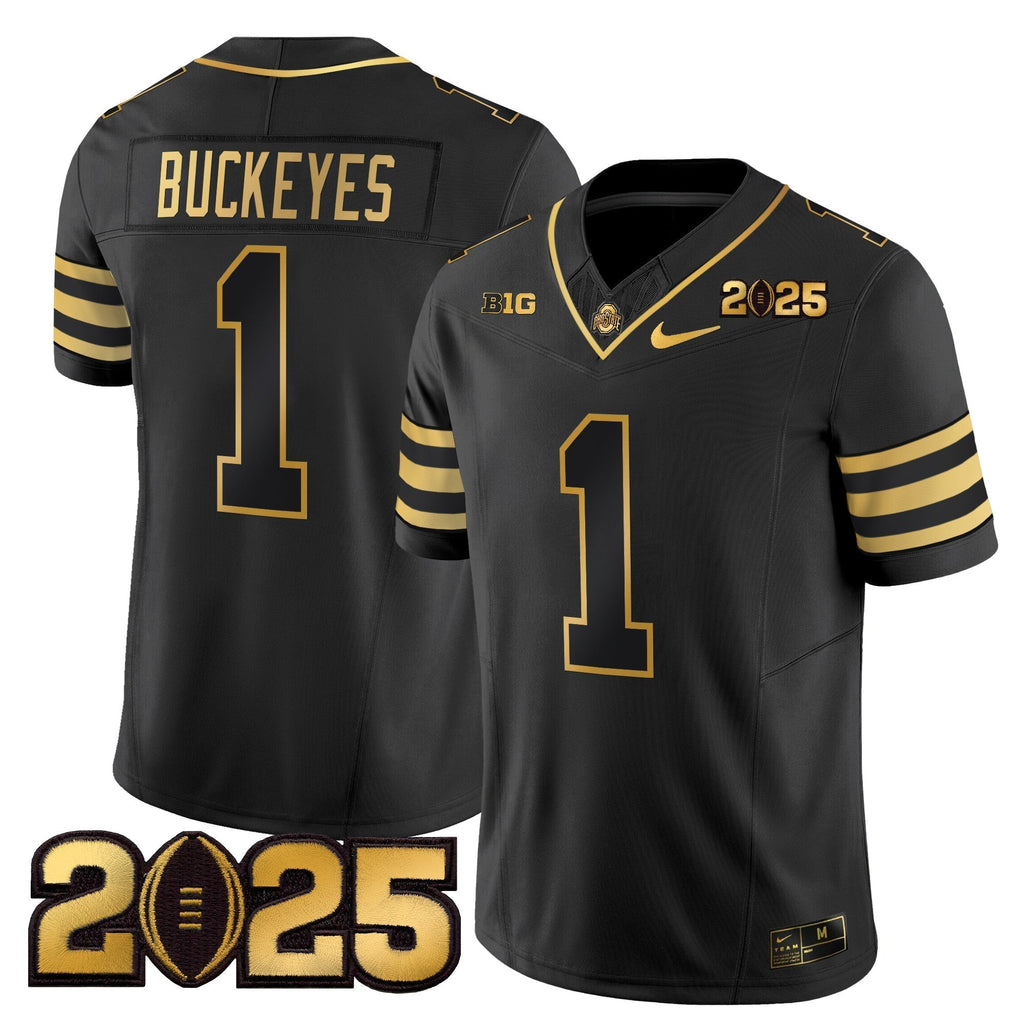 Men Ohio State Buckeyes 'Heritage Stripe' CFP Final Patch Gold Vapor Limited Jersey - All Stitched