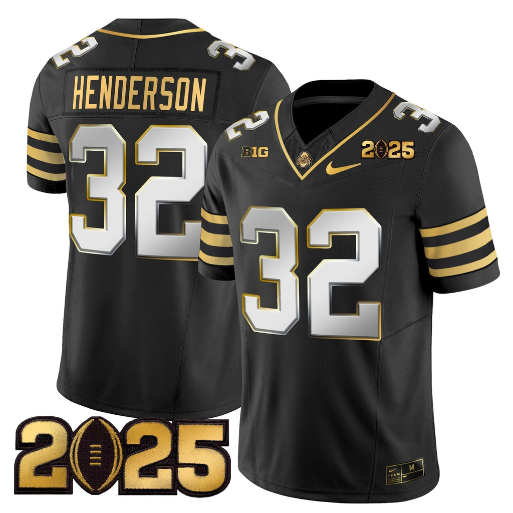 Men Ohio State Buckeyes 'Heritage Stripe' CFP Final Patch Gold Vapor Limited Jersey - All Stitched