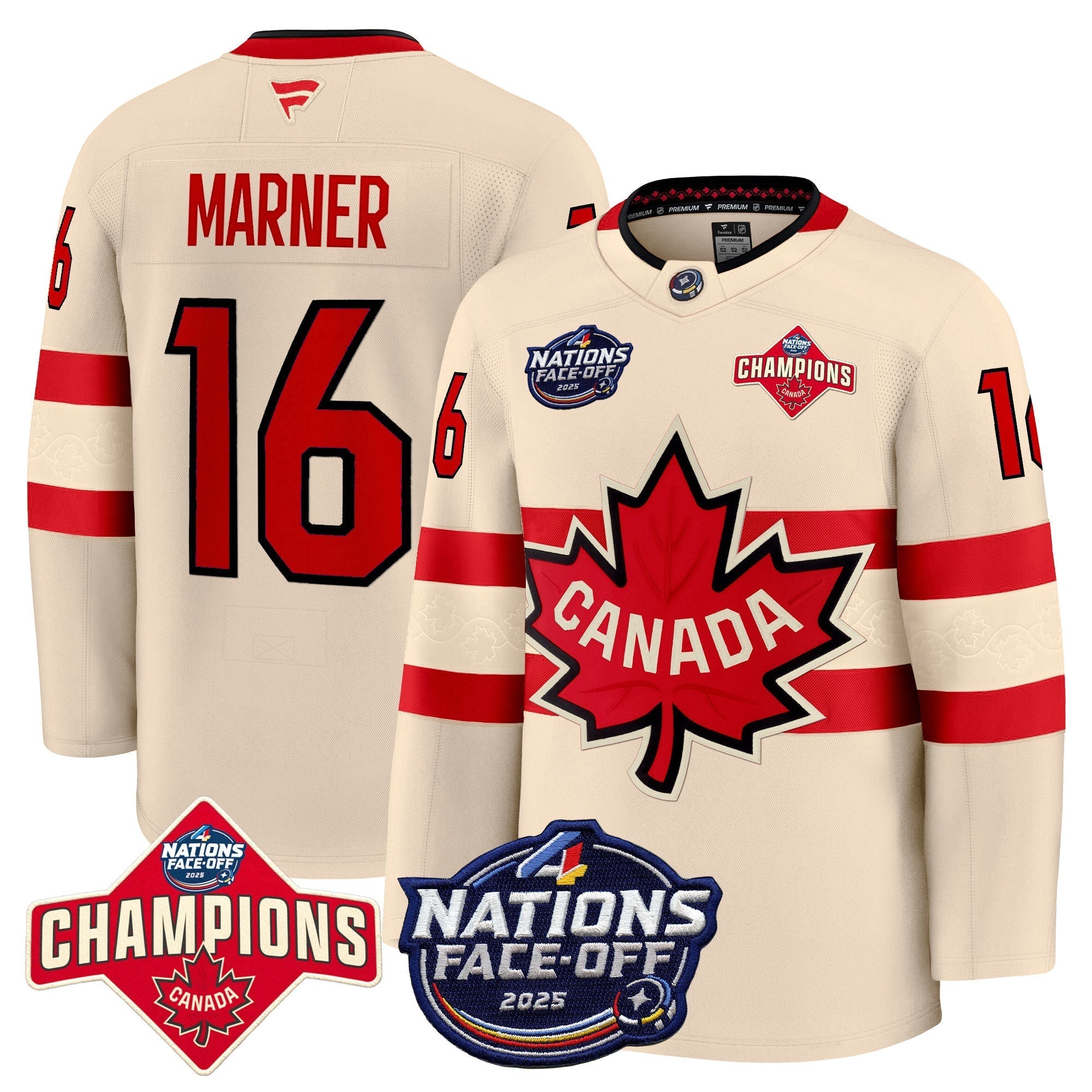 Men Canada 4 Nations Face-Off 2025 Champions Premium Jersey - All Stitched