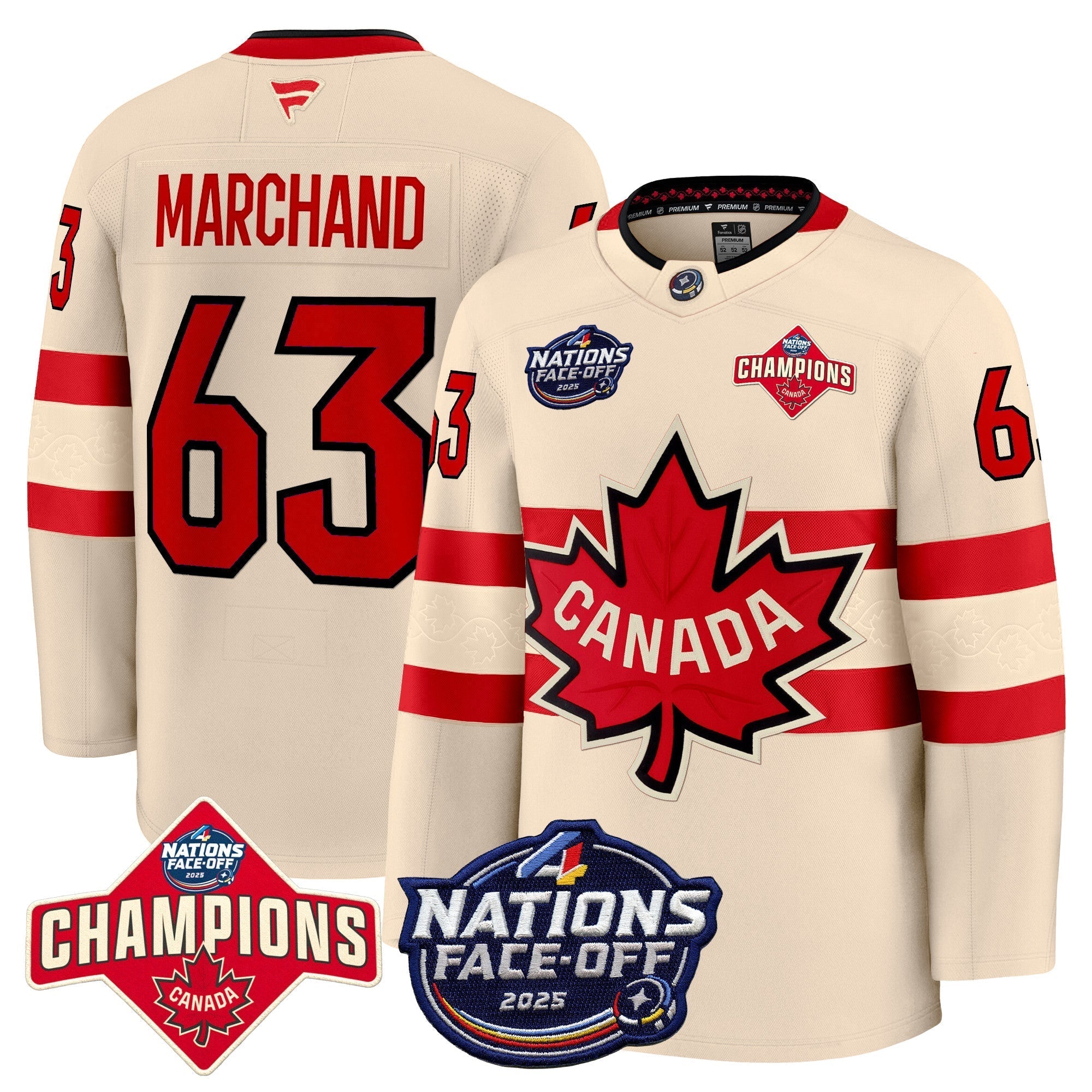 Men Canada 4 Nations Face-Off 2025 Champions Premium Jersey - All Stitched