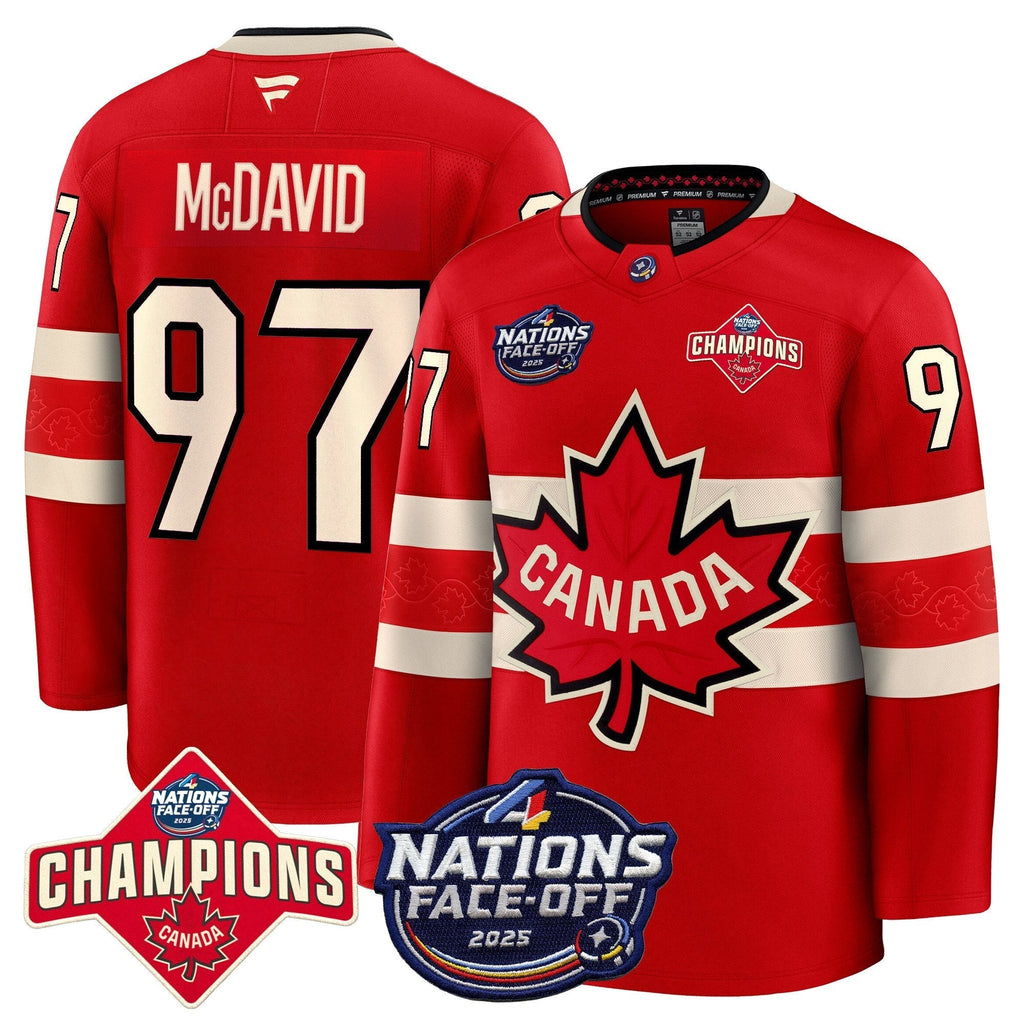 Men Canada 4 Nations Face-Off 2025 Champions Premium Jersey - All Stitched