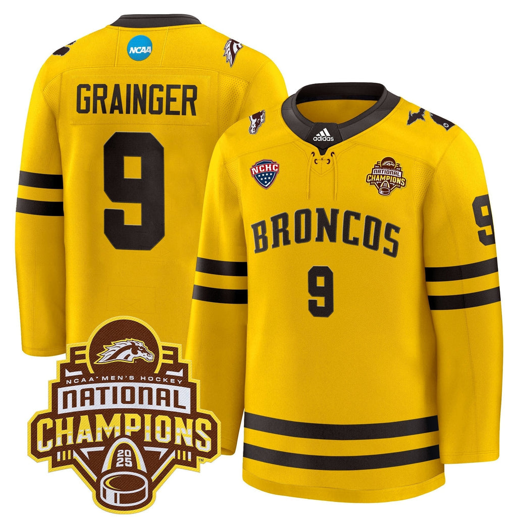 Men Western Michigan Broncos 2025 National Champions Patch Premium Jersey - All Stitched