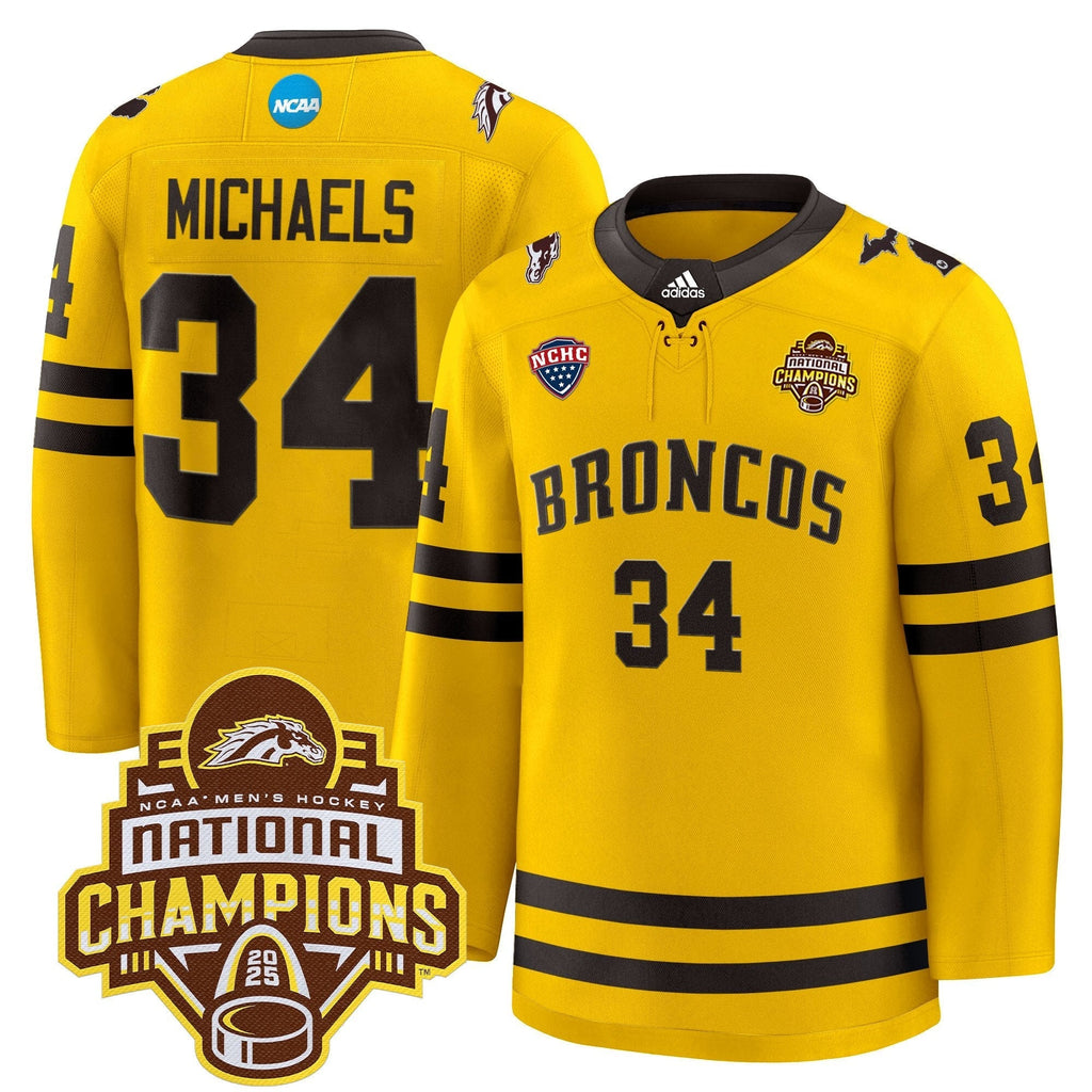 Men Western Michigan Broncos 2025 National Champions Patch Premium Jersey - All Stitched
