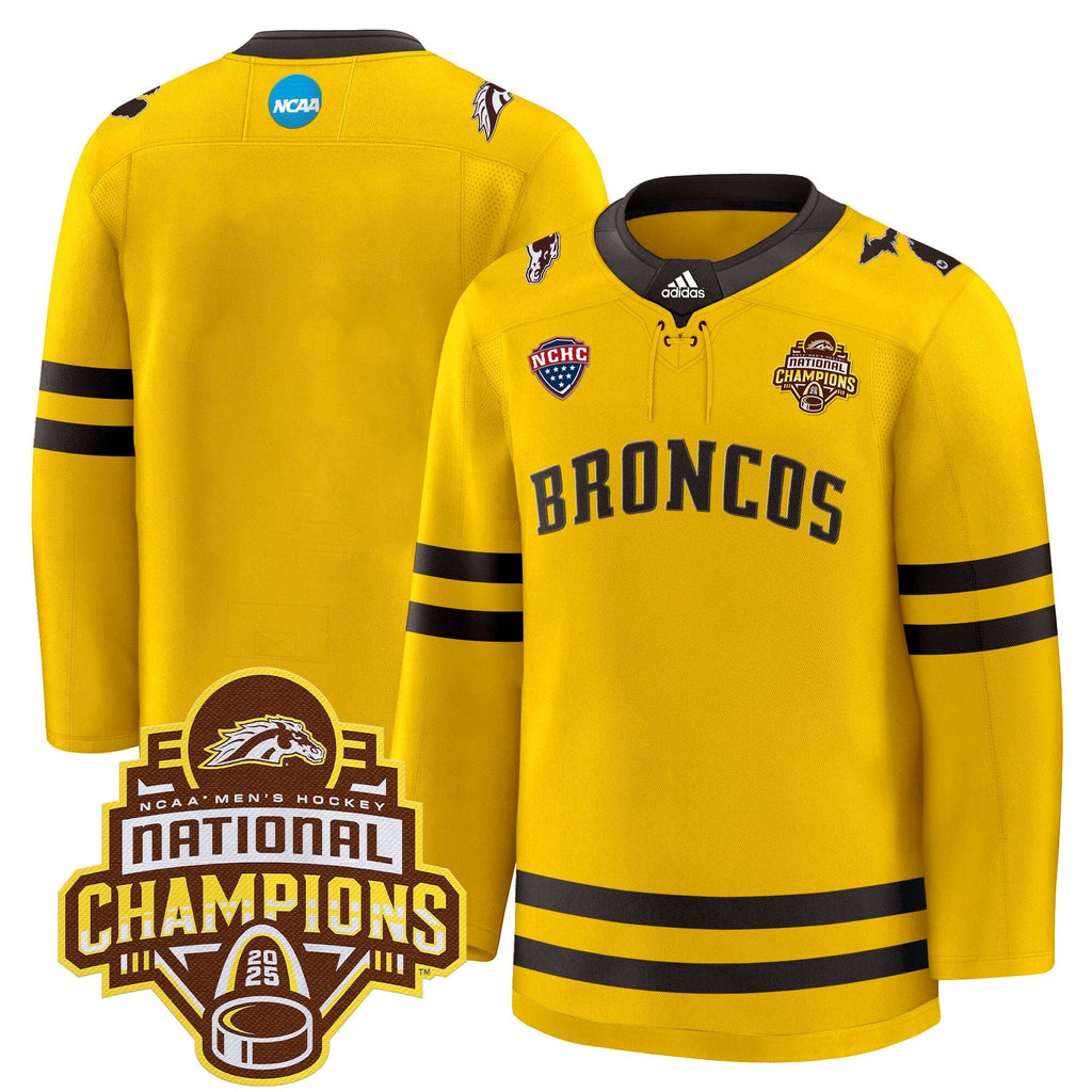 Men Western Michigan Broncos 2025 National Champions Patch Premium Jersey - All Stitched