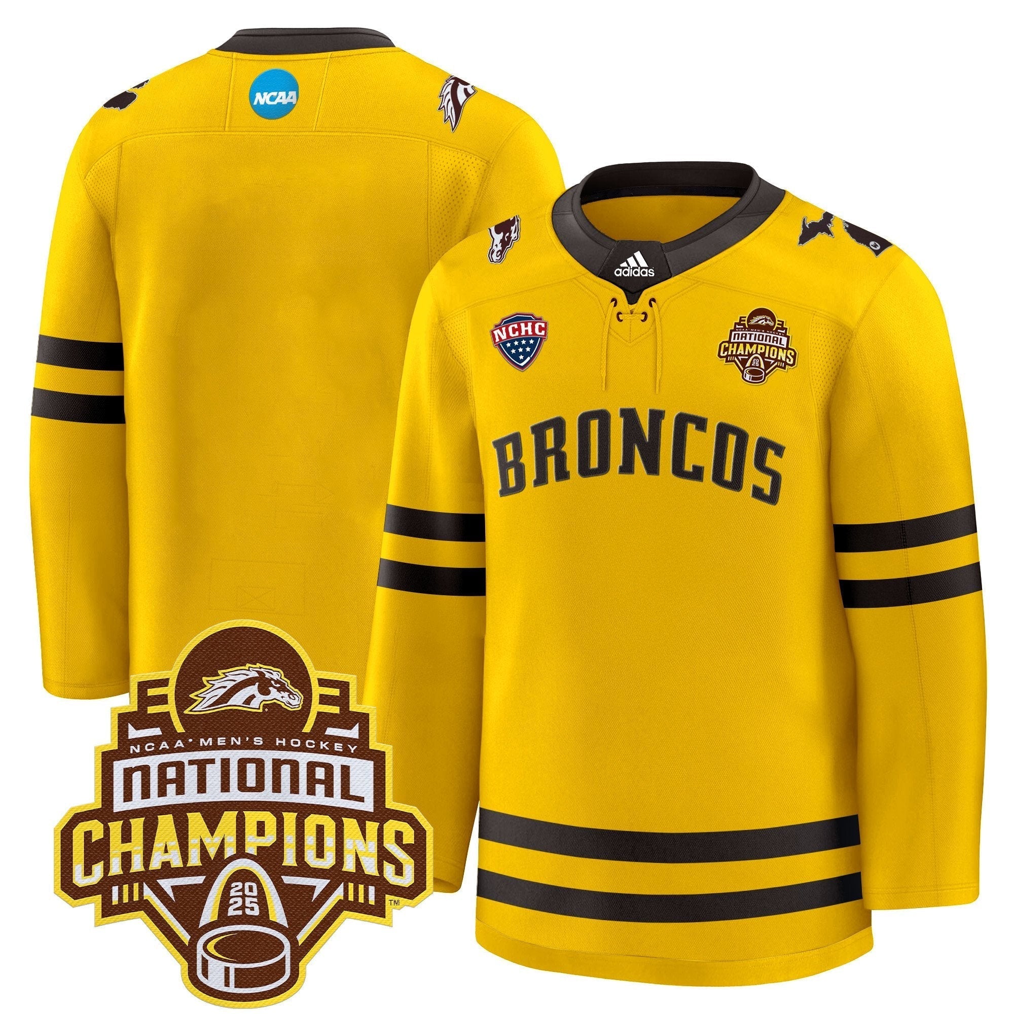 Men Western Michigan Broncos 2025 National Champions Patch Premium Jersey - All Stitched