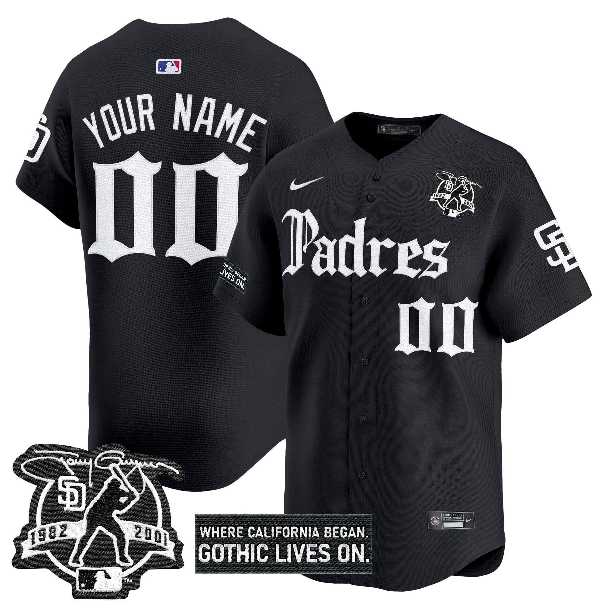 San Diego Padres 'Gothic Edition' Vapor Premier Limited Custom Jersey V2 - All Stitched