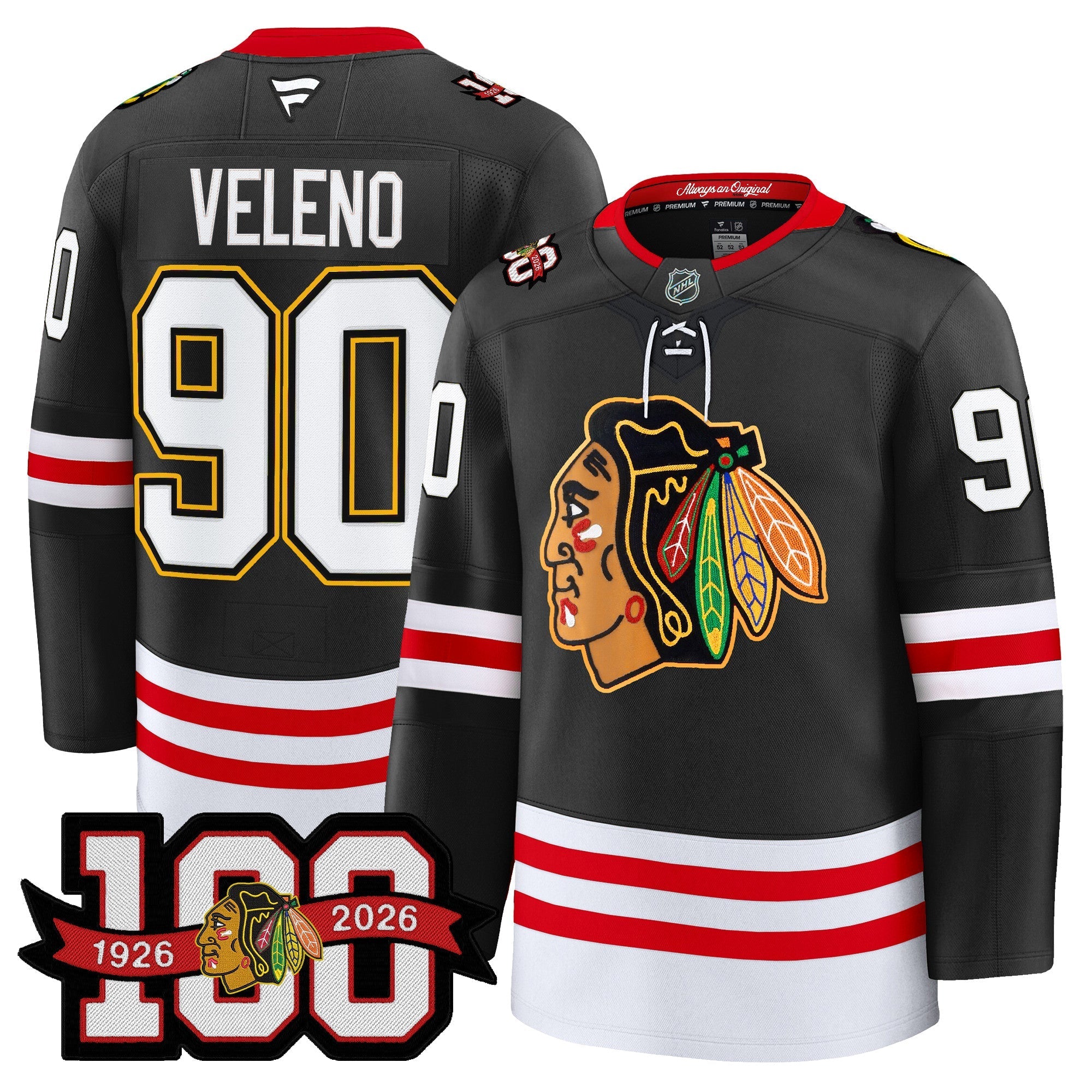 Chicago Blackhawks 100th Anniversary Premium Jersey - All Stitched