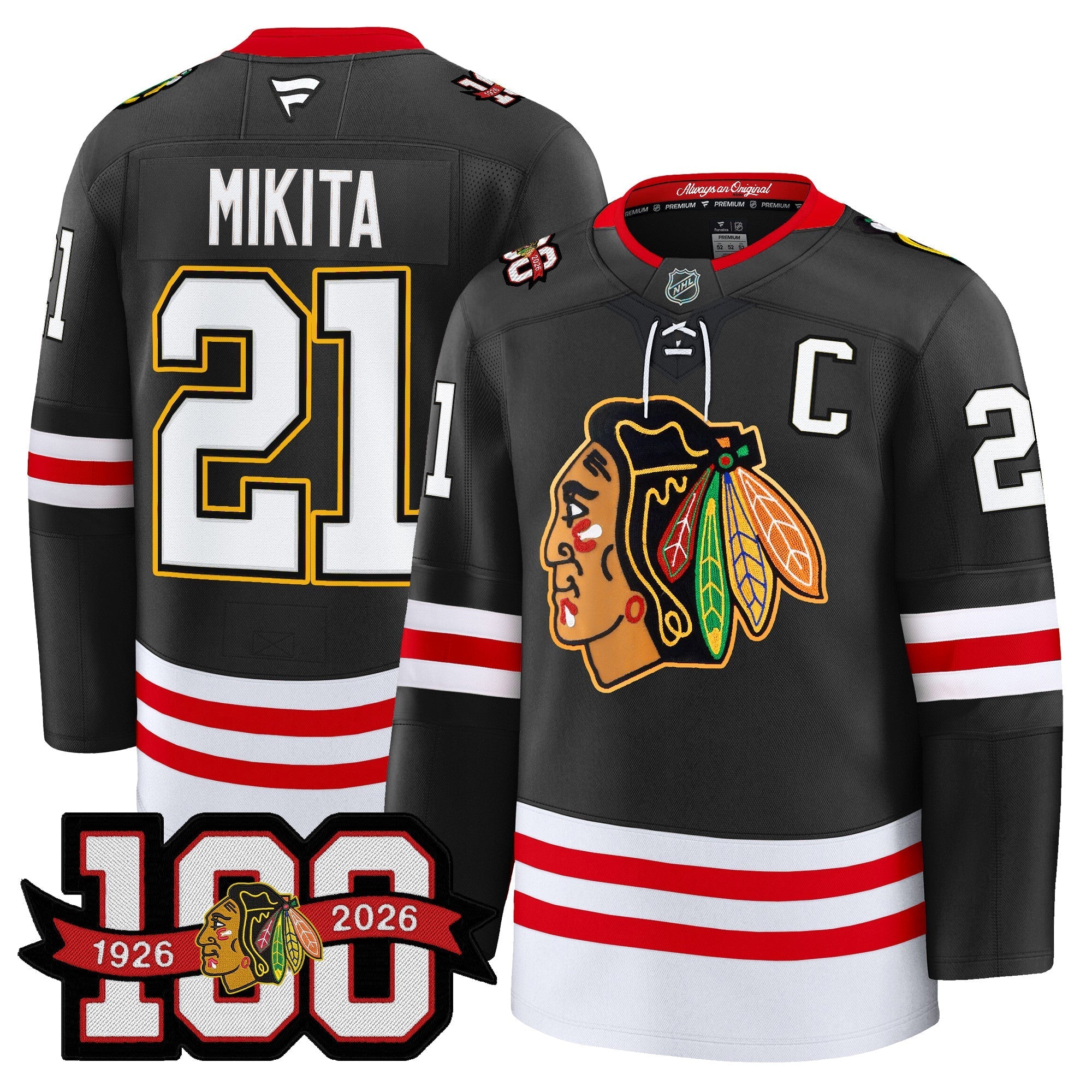 Chicago Blackhawks 100th Anniversary Premium Jersey - All Stitched
