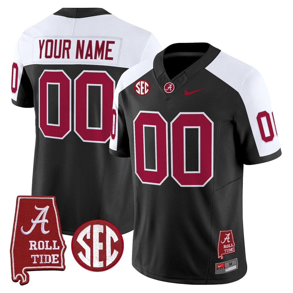 Custom Alabama Crimson Tide Jersey Throwback Vapor Limited - Alabama Map - All Stitched
