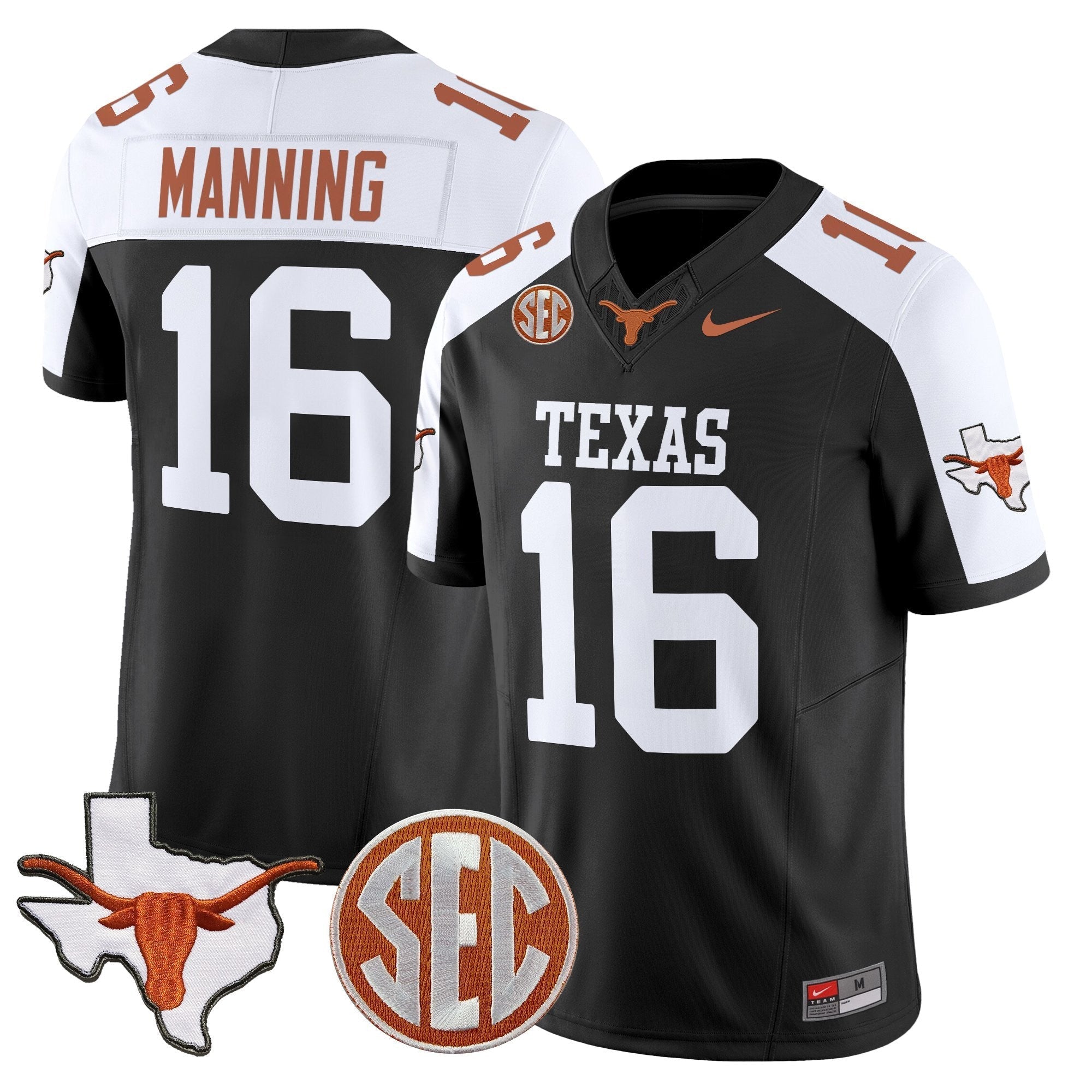 Texas Longhorns 2025 State Map & SEC Patch Vapor Limited Jersey - All Stitched