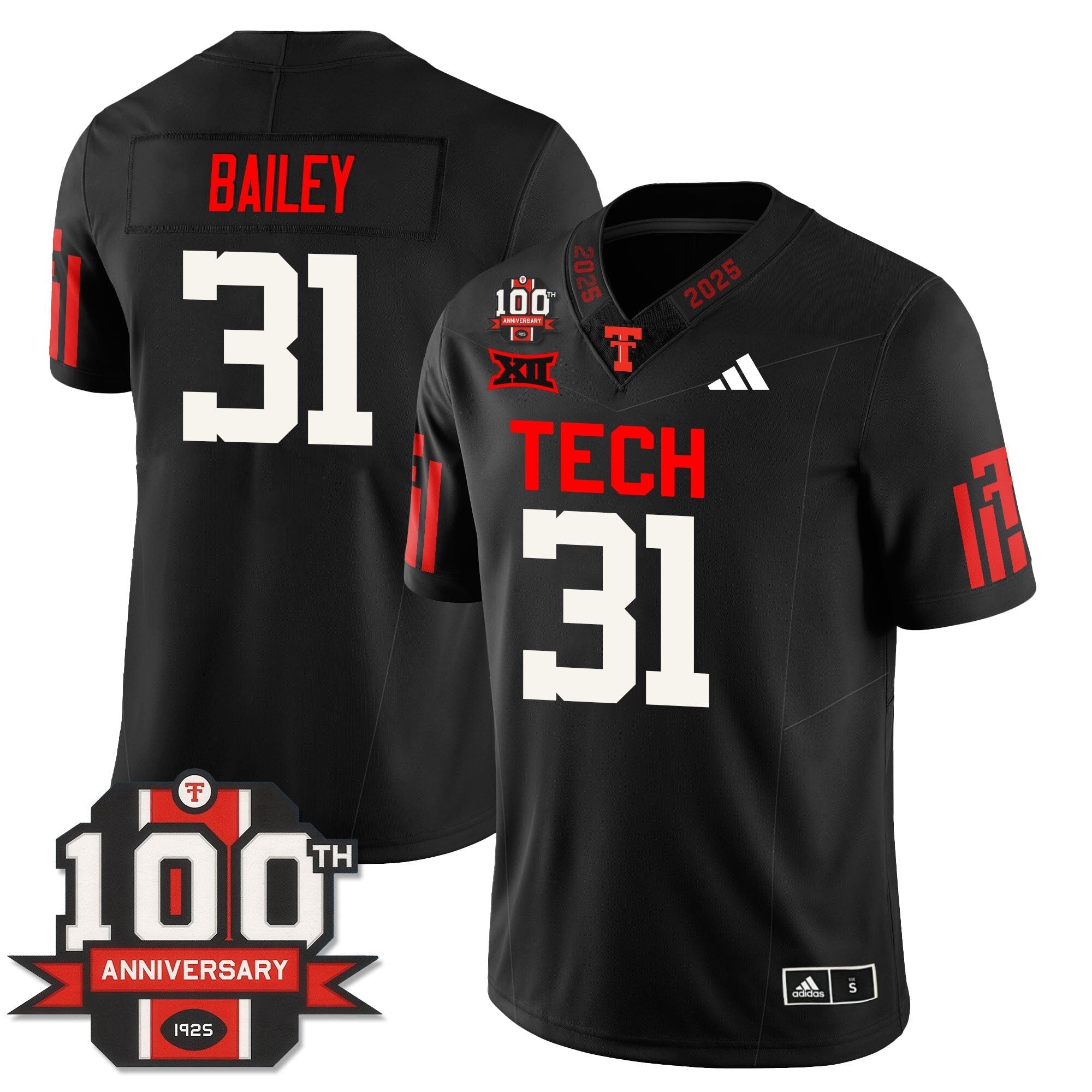 Texas Tech Football 100th Anniversary Jersey - All Stitched