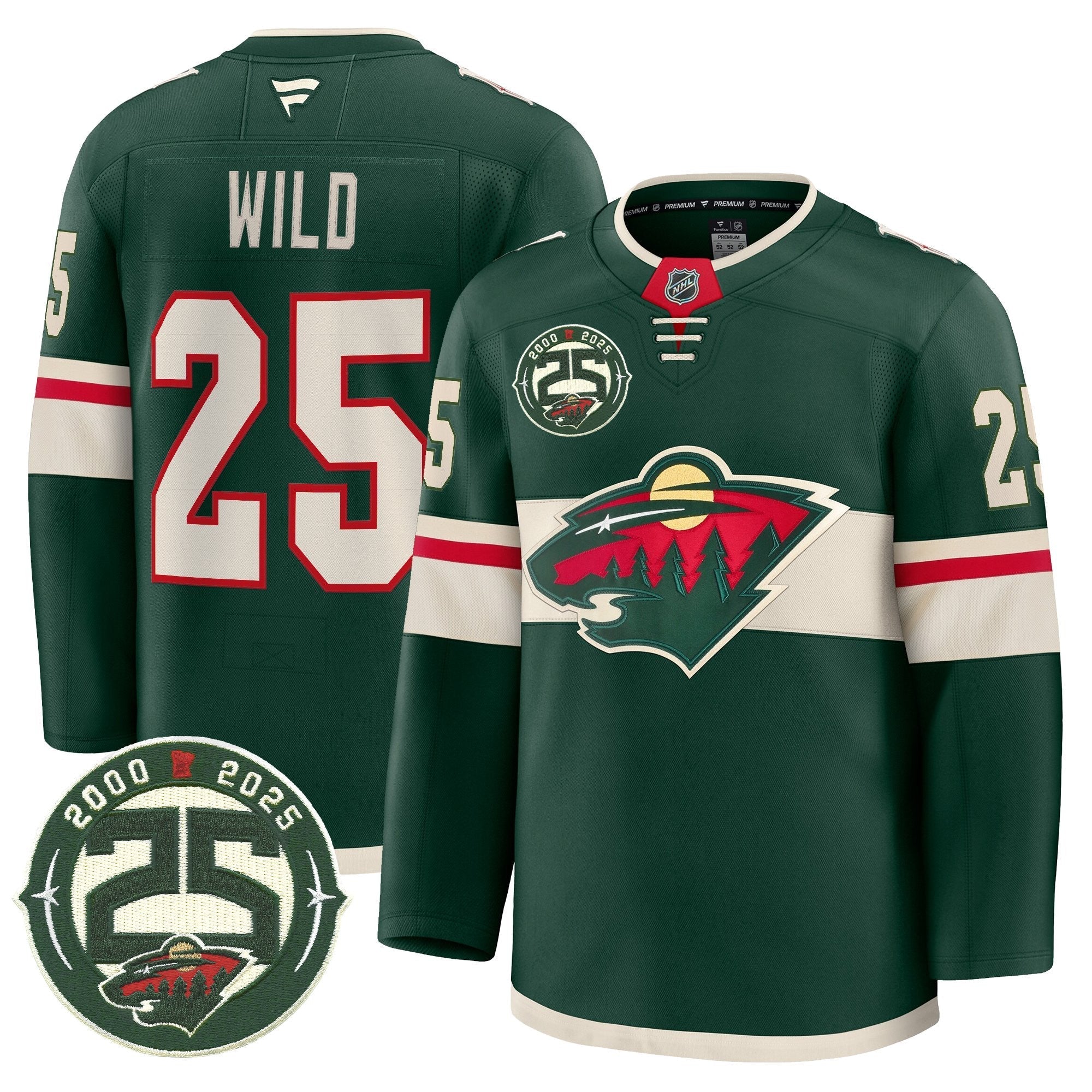 Minnesota Wild 25th Anniversary Patch Premium Jersey - All Stitched