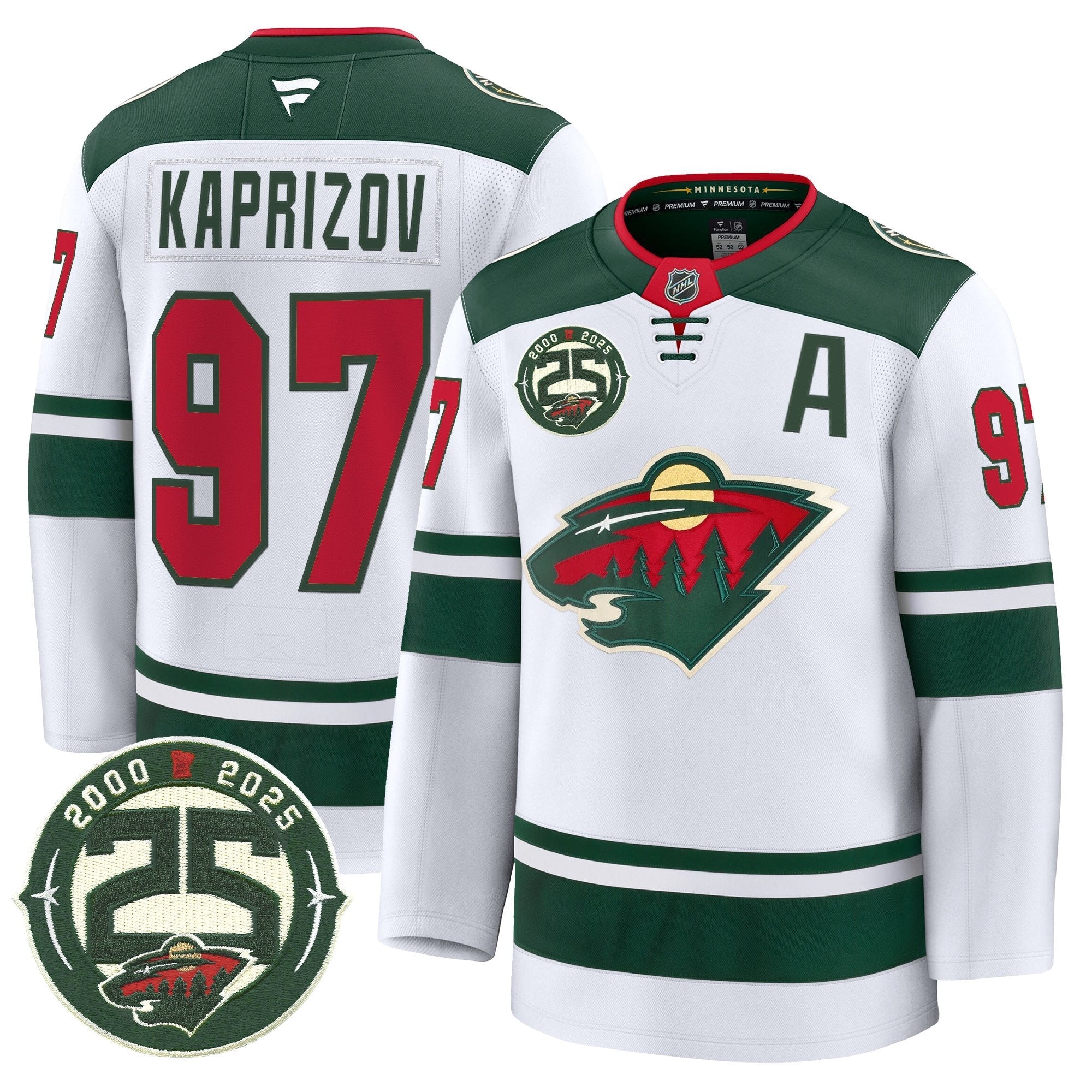 Minnesota Wild 25th Anniversary Patch Premium Jersey - All Stitched