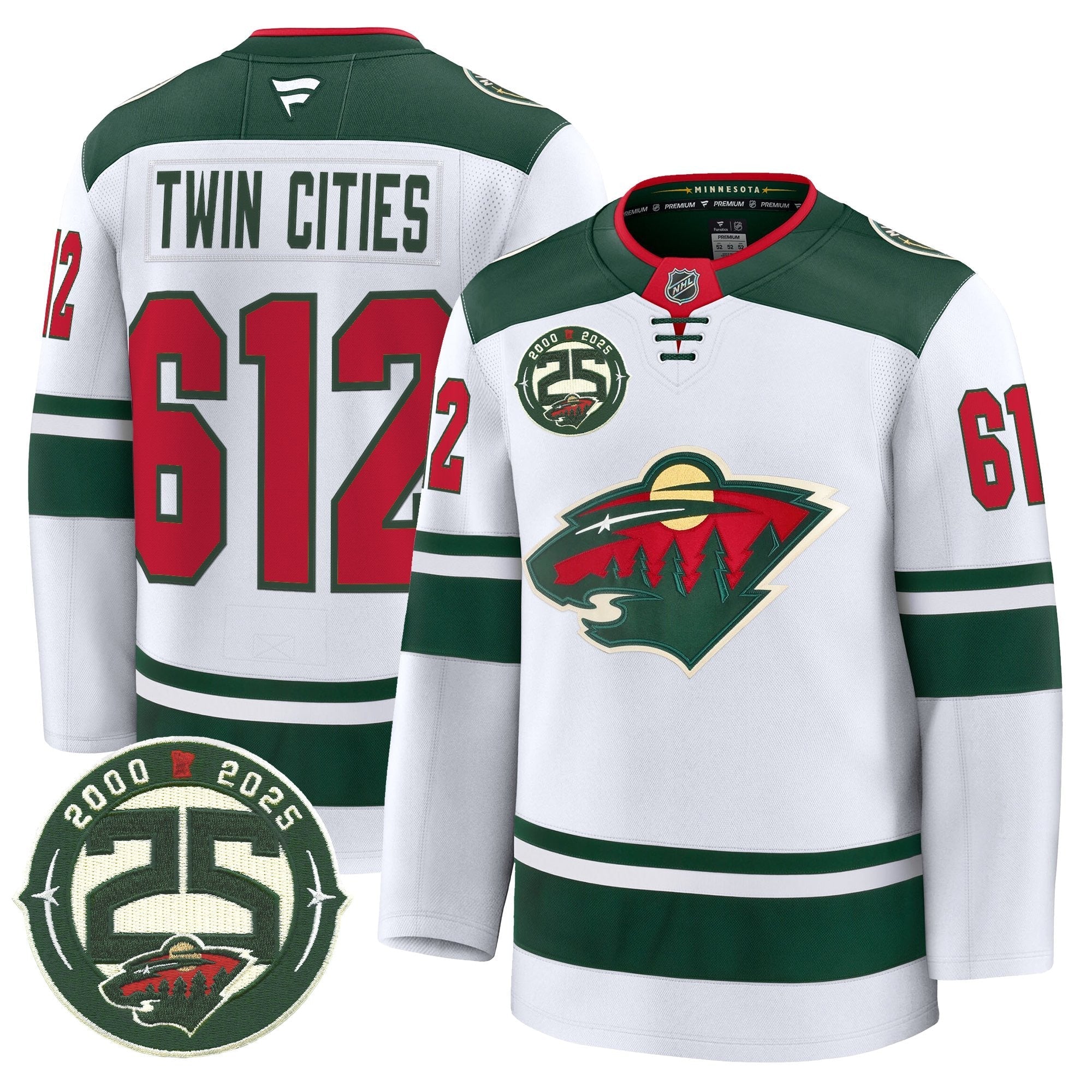 Minnesota Wild 25th Anniversary Patch Premium Jersey - All Stitched