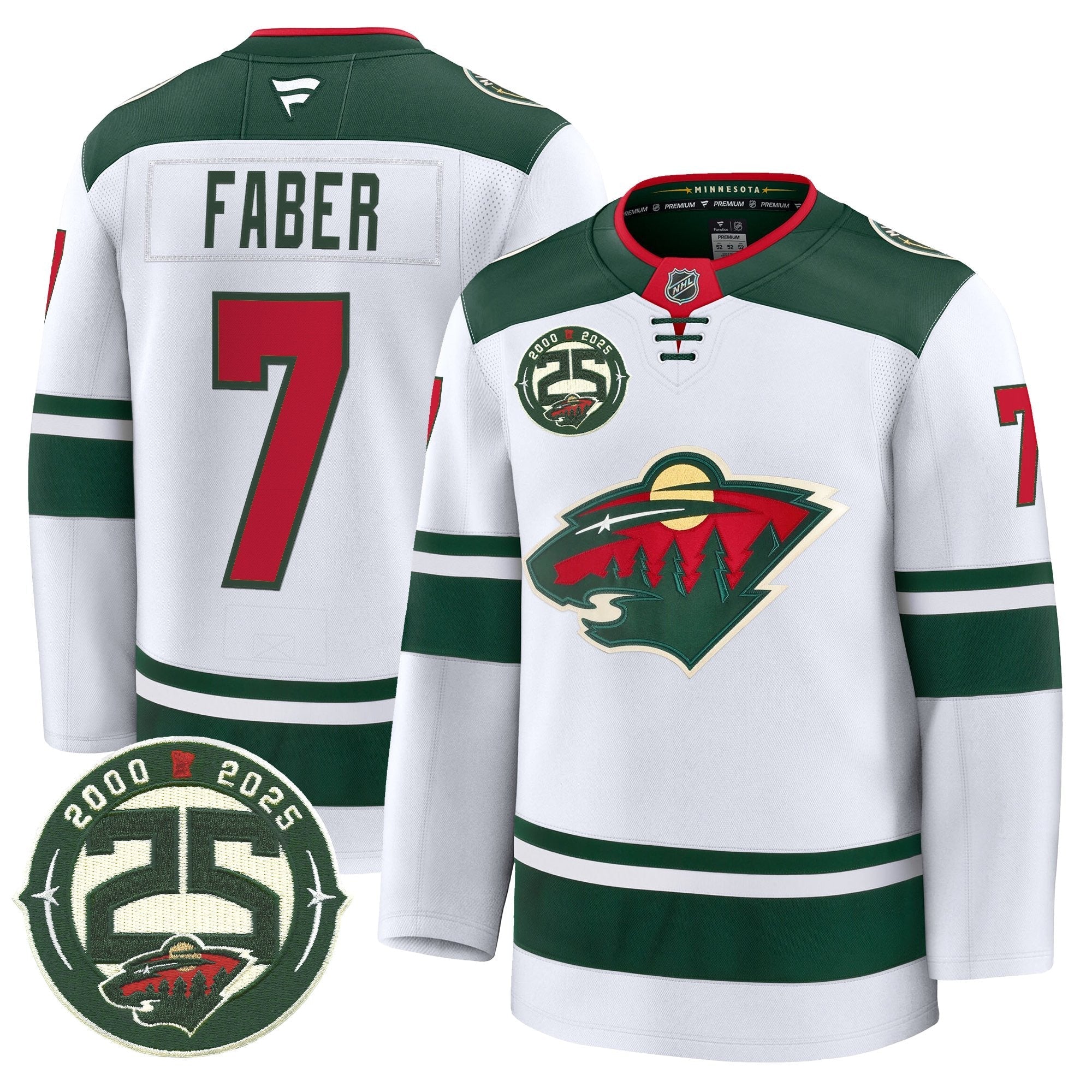 Minnesota Wild 25th Anniversary Patch Premium Jersey - All Stitched