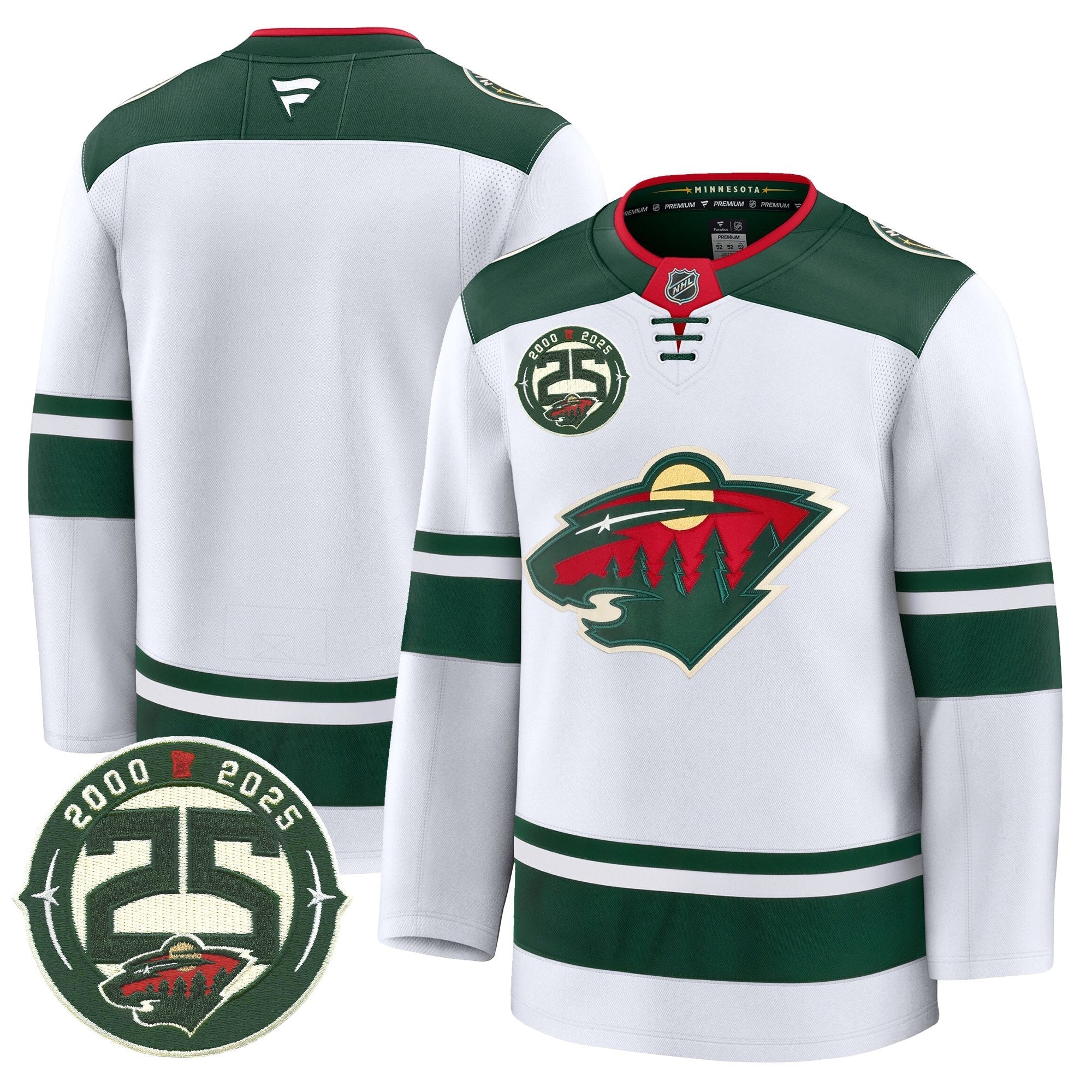 Minnesota Wild 25th Anniversary Patch Premium Jersey - All Stitched