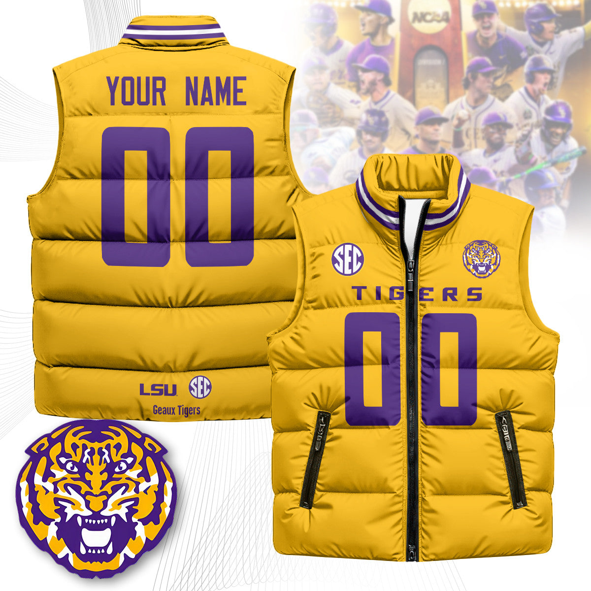 LSU Tigers Unisex Puffer Vest