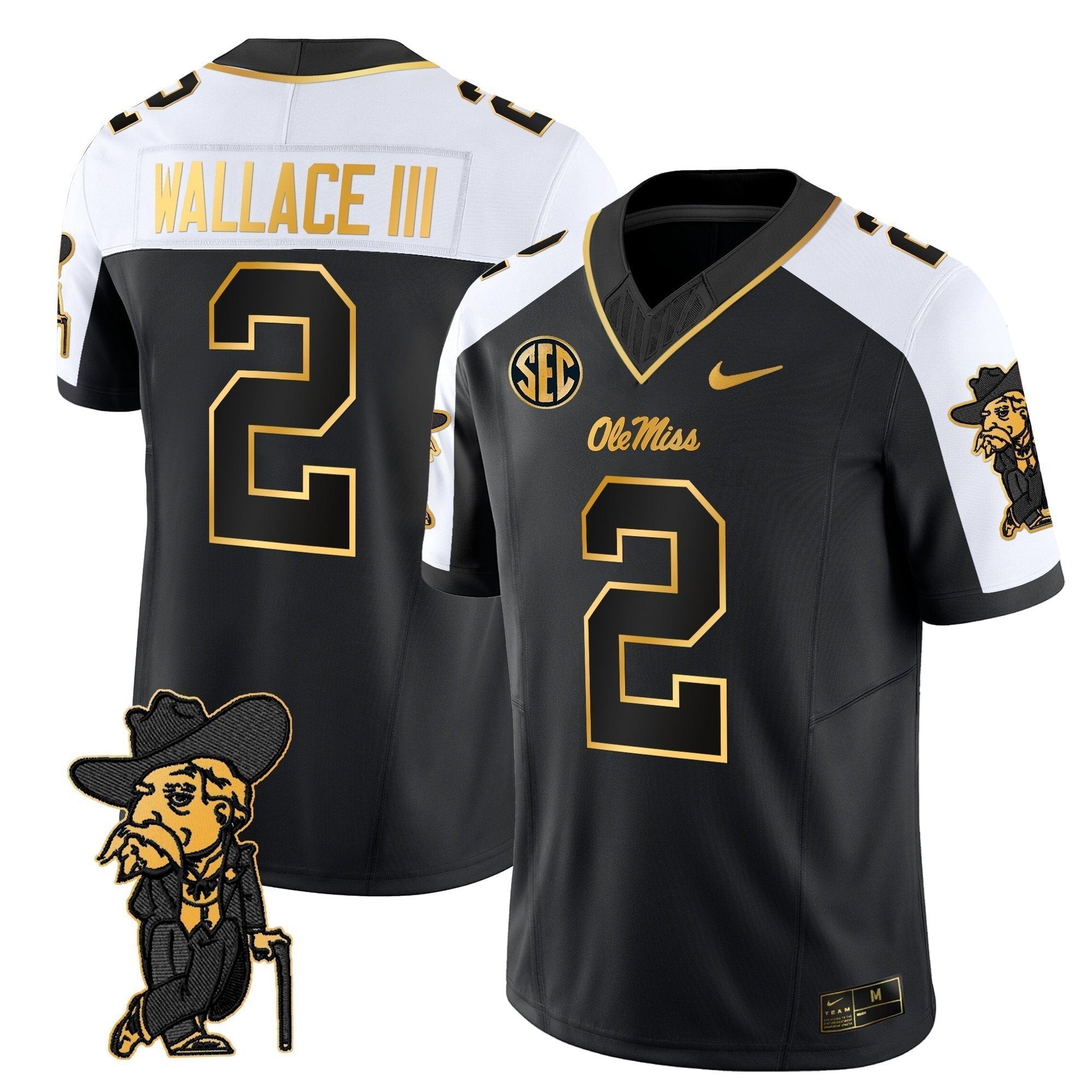 Men's Ole Miss Rebels 2025 Gold Vapor Limited Jersey - All Stitched