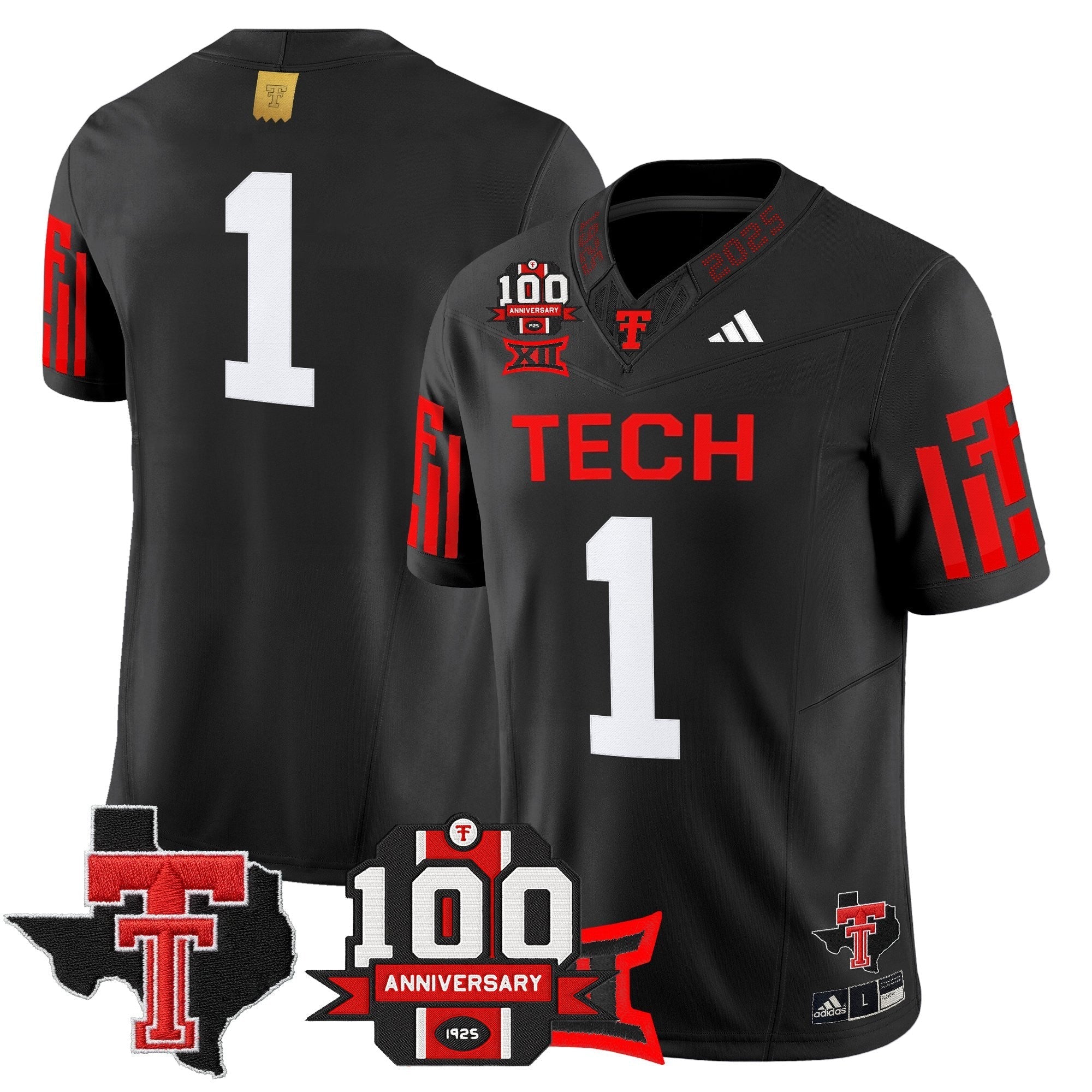 Texas Tech Red Raiders 2025 Vapor Limited Jersey - 100th Anniversary & Texas Patch - All Stitched