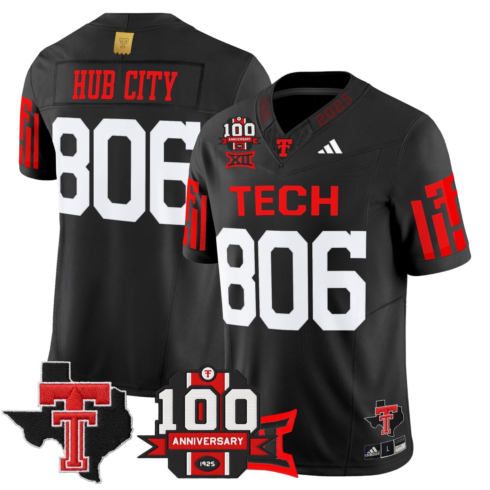 Texas Tech Red Raiders 2025 Vapor Limited Jersey - 100th Anniversary & Texas Patch - All Stitched