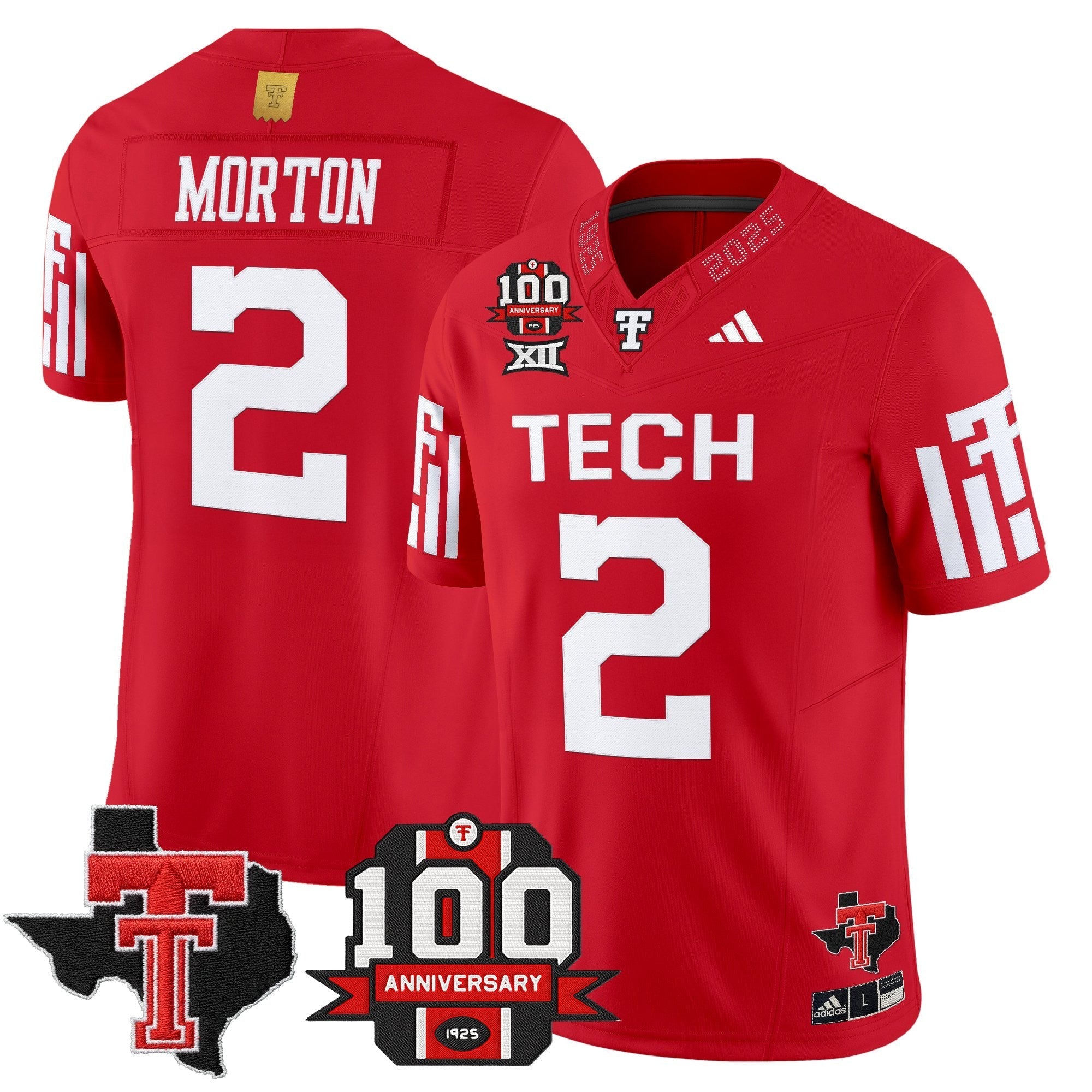 Texas Tech Red Raiders 2025 Vapor Limited Jersey - 100th Anniversary & Texas Patch - All Stitched