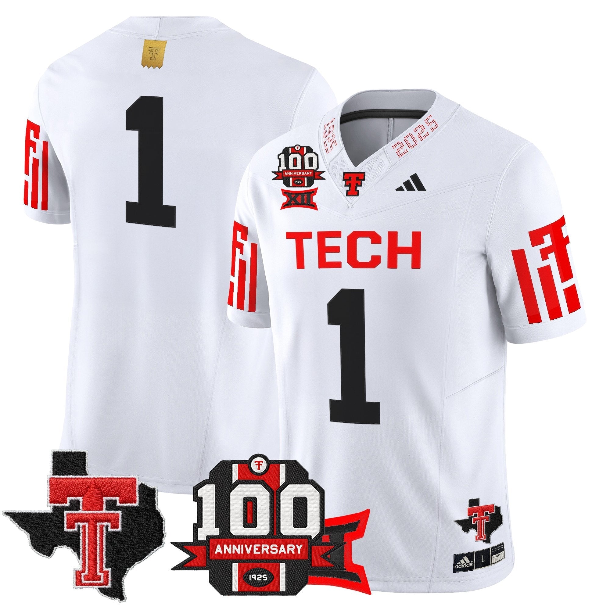 Texas Tech Red Raiders 2025 Vapor Limited Jersey - 100th Anniversary & Texas Patch - All Stitched