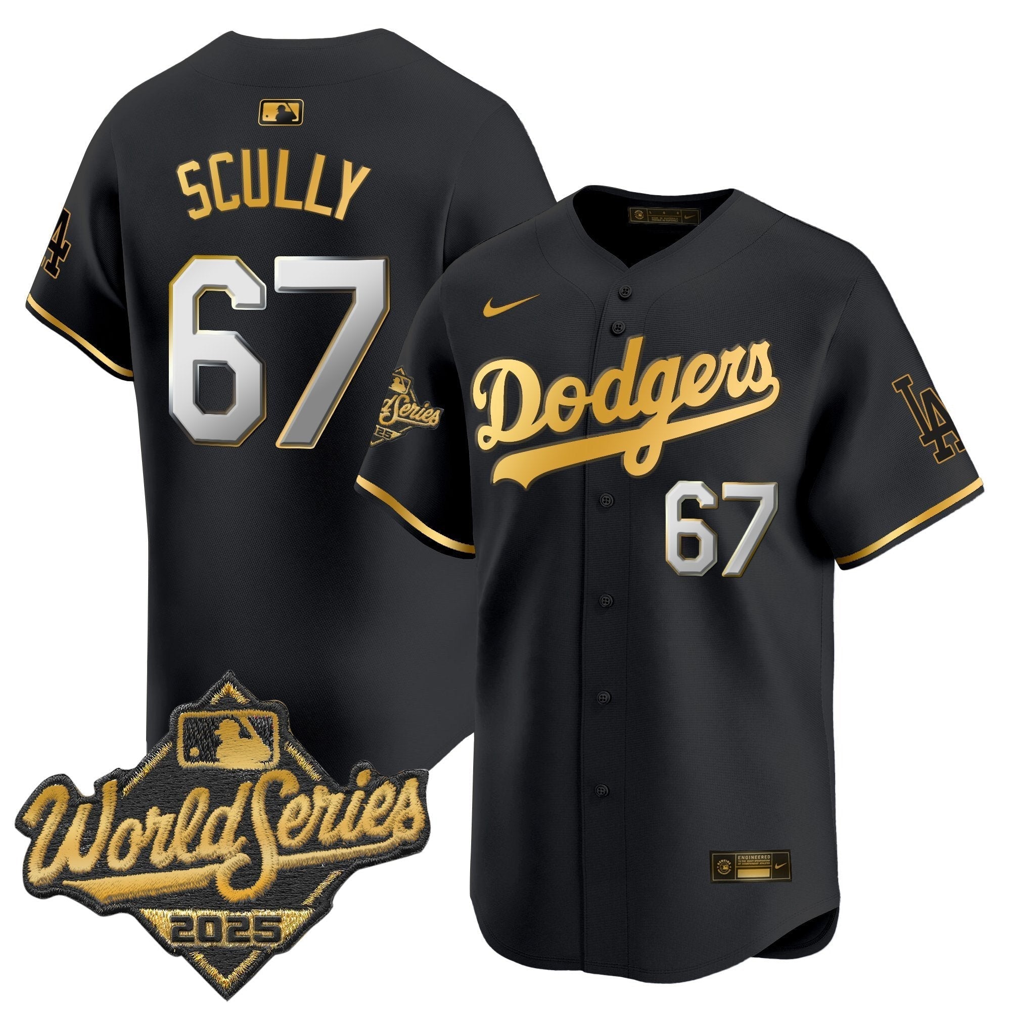 Dodgers 2025 World Series Gold Trim Vapor Premier Limited Jersey - All Stitched