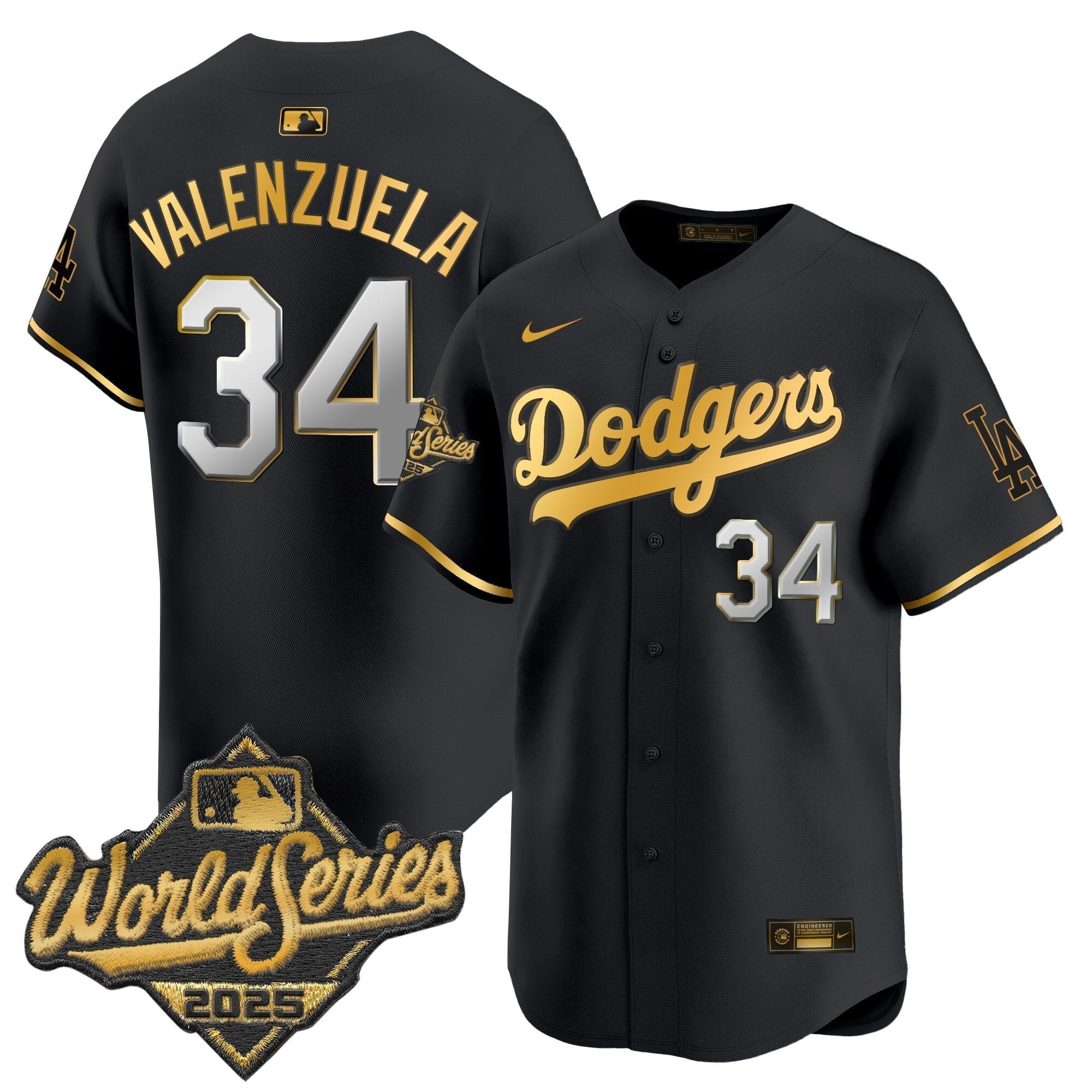Dodgers 2025 World Series Gold Trim Vapor Premier Limited Jersey - All Stitched