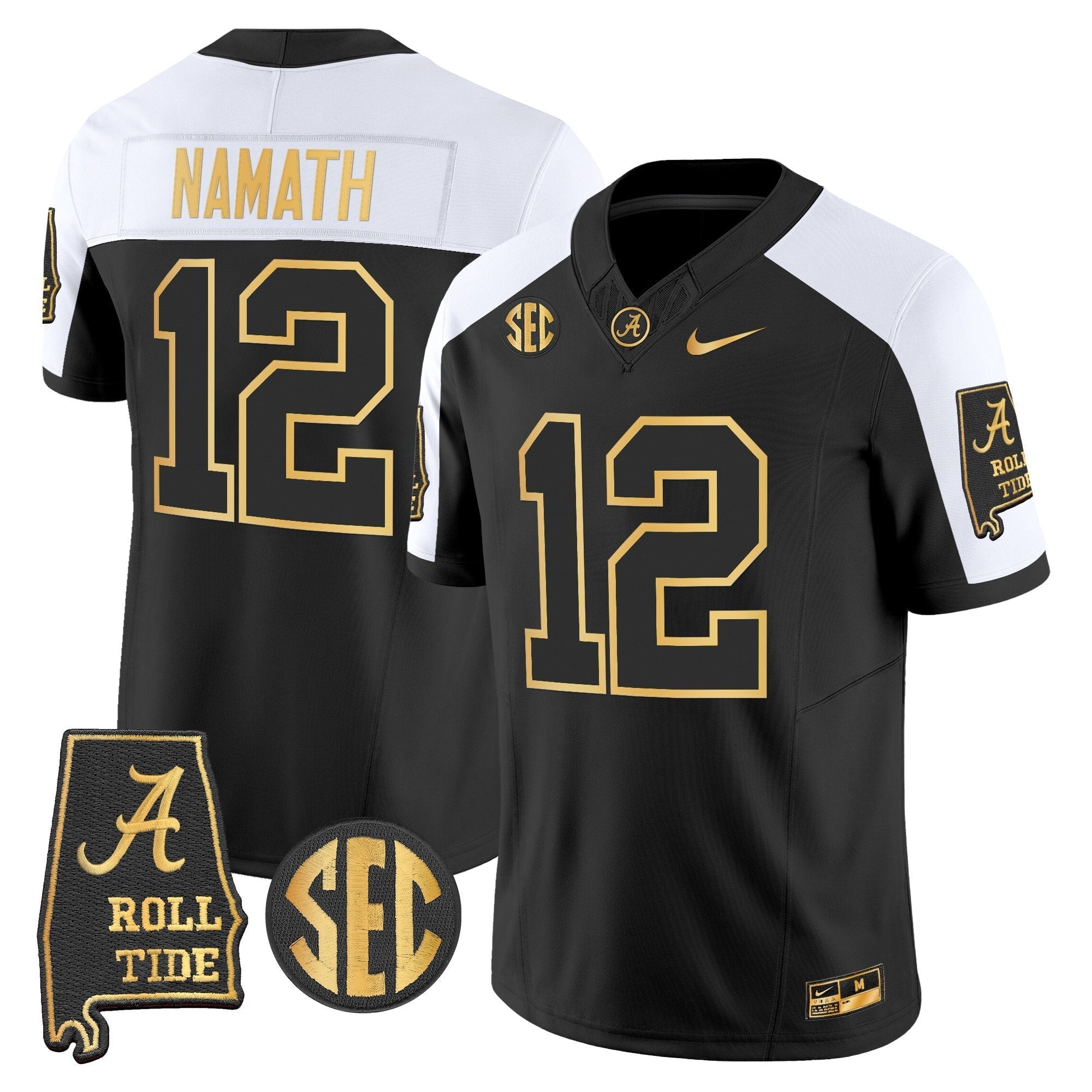 Alabama Crimson Tide 2025 Gold Vapor Limited Jersey - Alabama Map - All Stitched