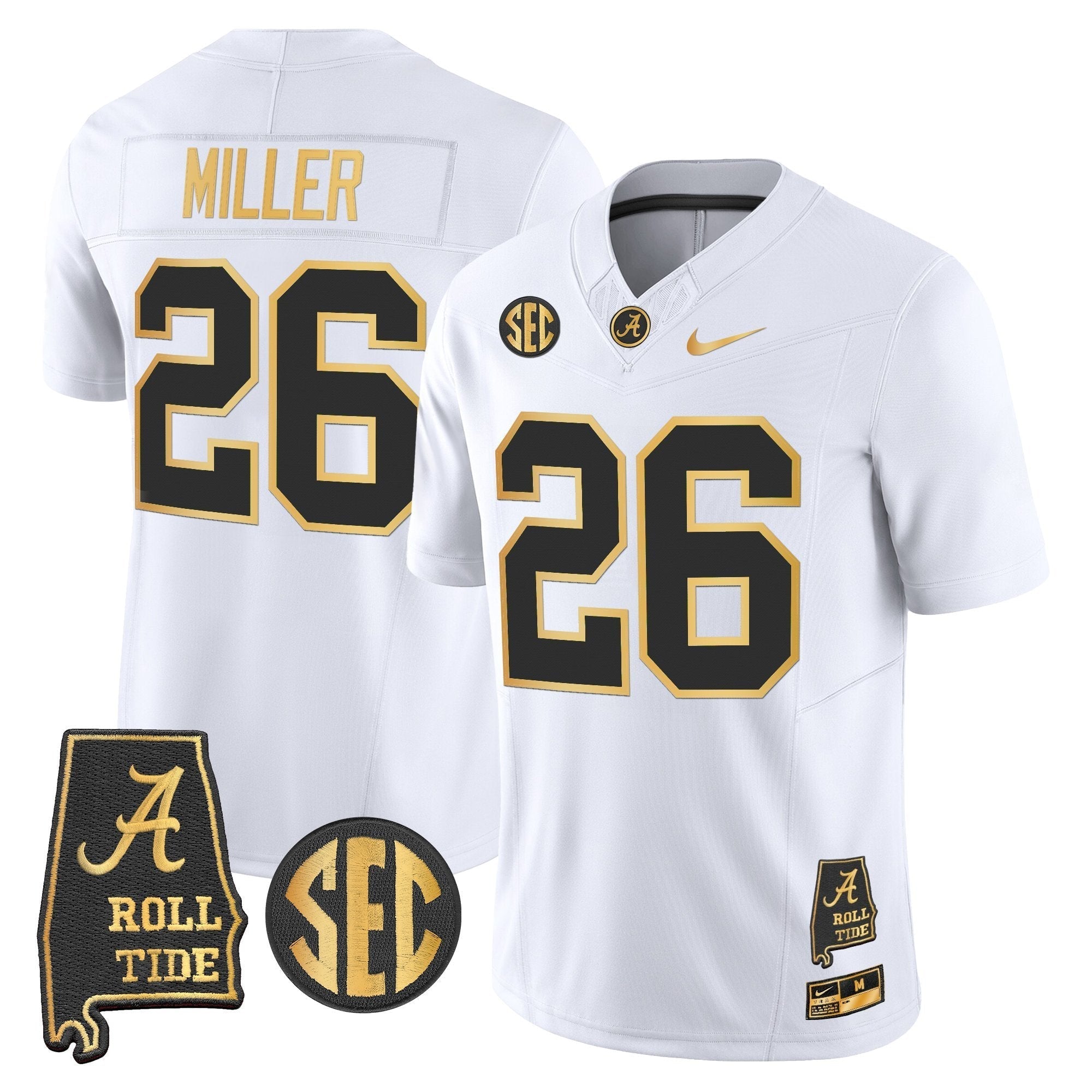 Alabama Crimson Tide 2025 Gold Vapor Limited Jersey - Alabama Map - All Stitched