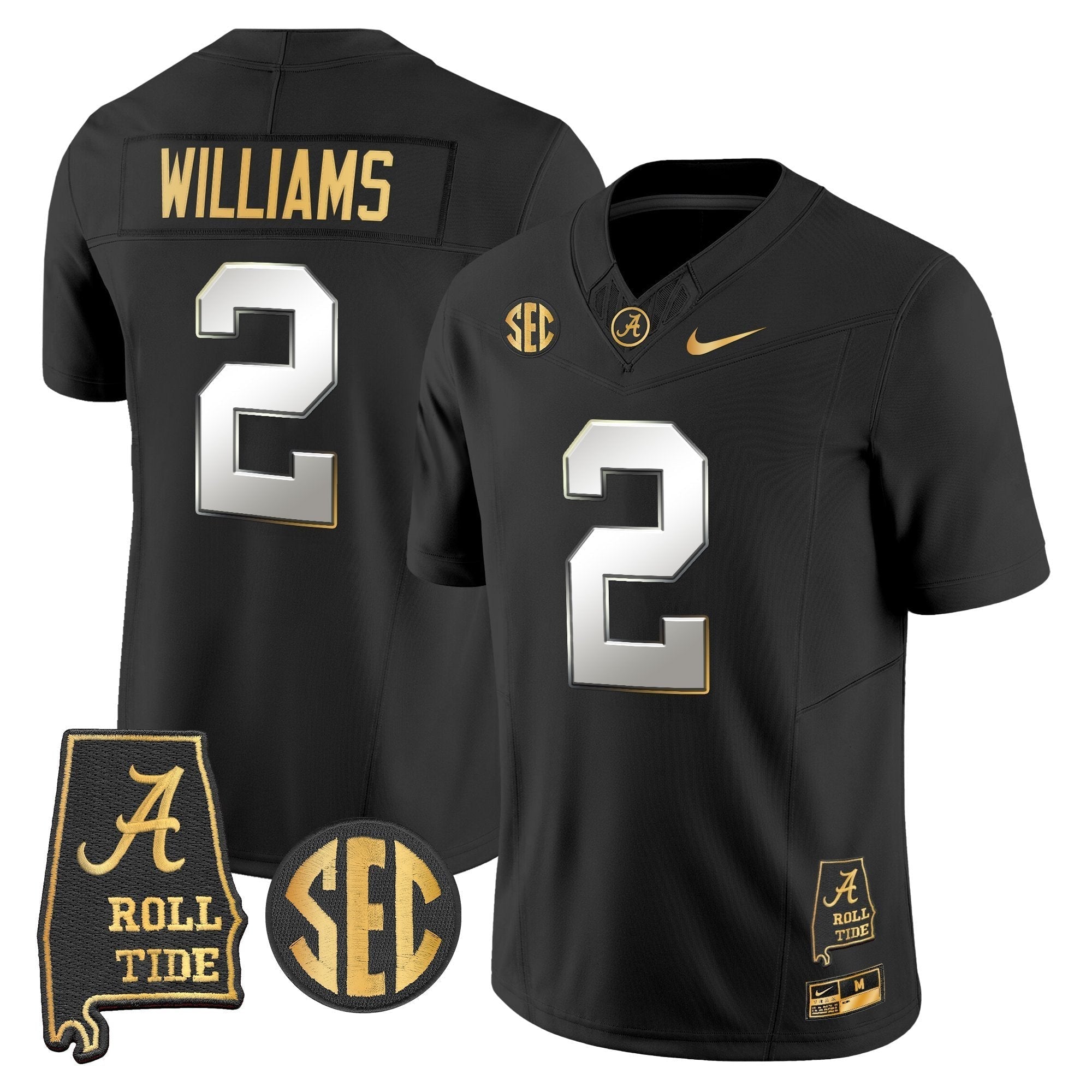 Alabama Crimson Tide 2025 Gold Vapor Limited Jersey - Alabama Map - All Stitched