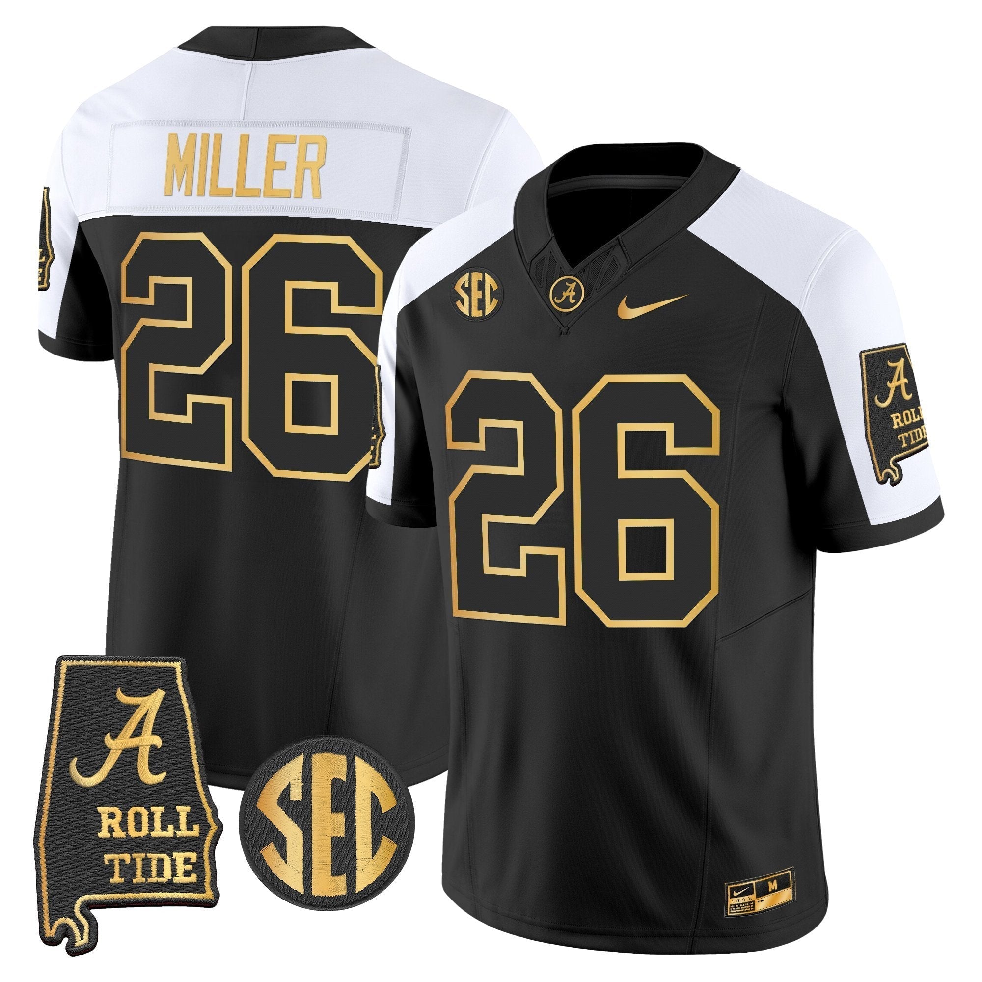 Alabama Crimson Tide 2025 Gold Vapor Limited Jersey - Alabama Map - All Stitched