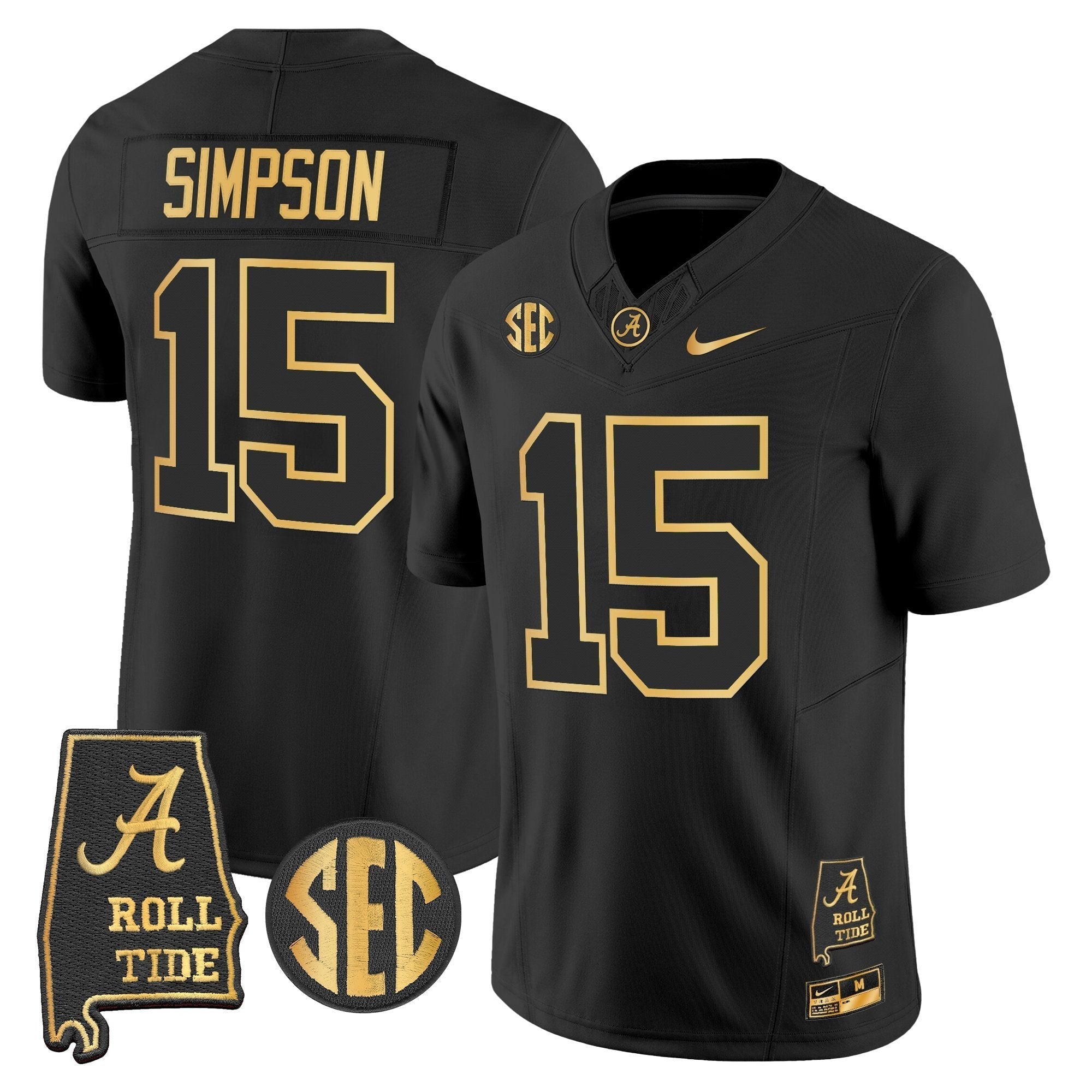 Alabama Crimson Tide 2025 Gold Vapor Limited Jersey - Alabama Map - All Stitched
