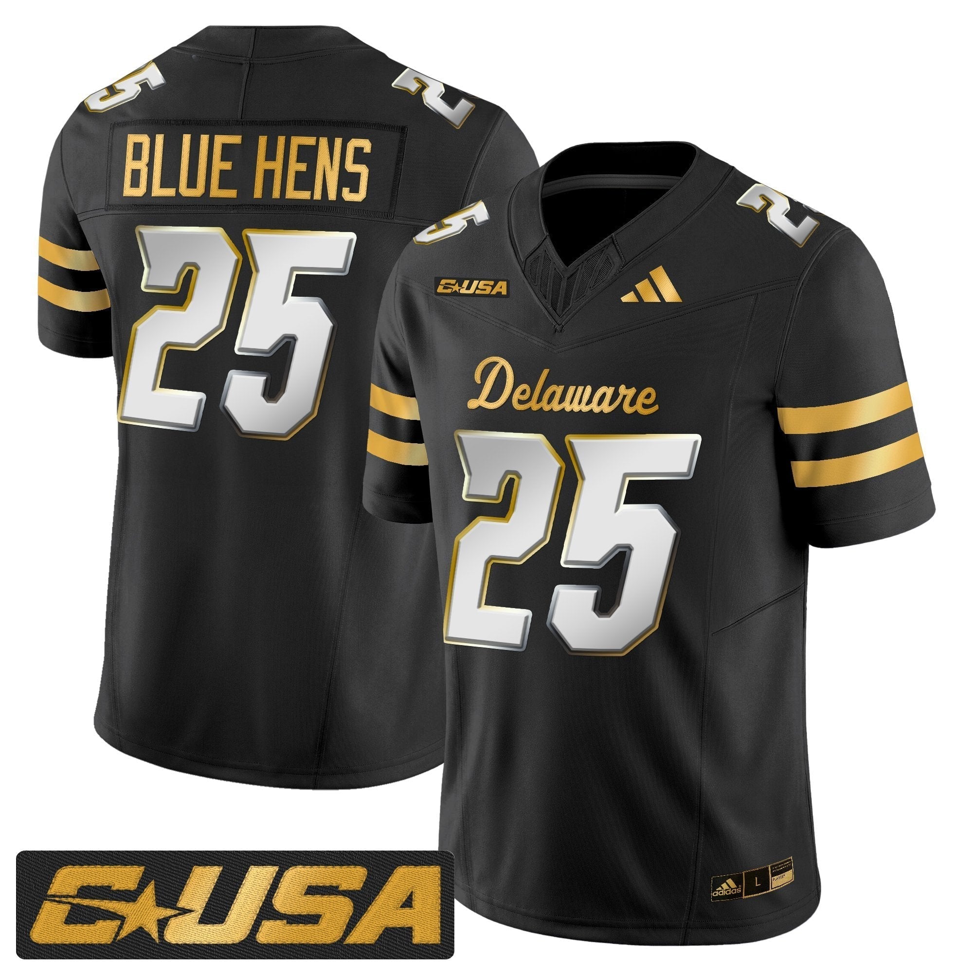 Delaware Blue Hens 2025 Gold Vapor Limited Jersey - All Stitched