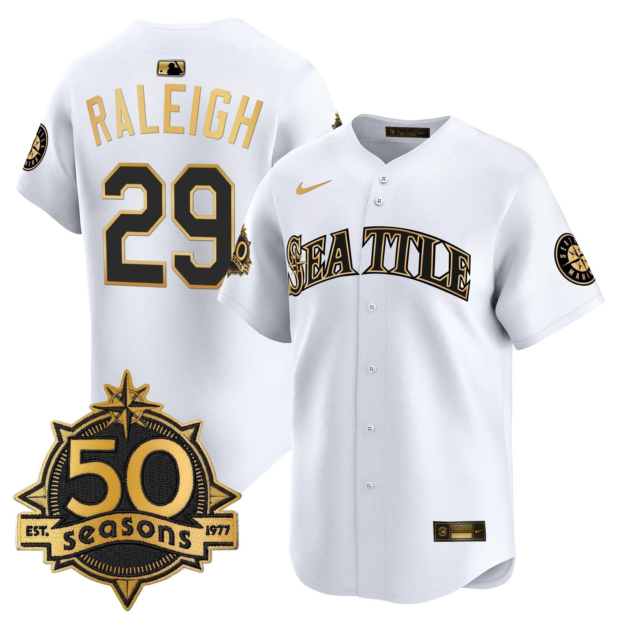 Men Seattle Mariners 50 Seasons Patch Vapor Premier Limited Jersey - All Stitched