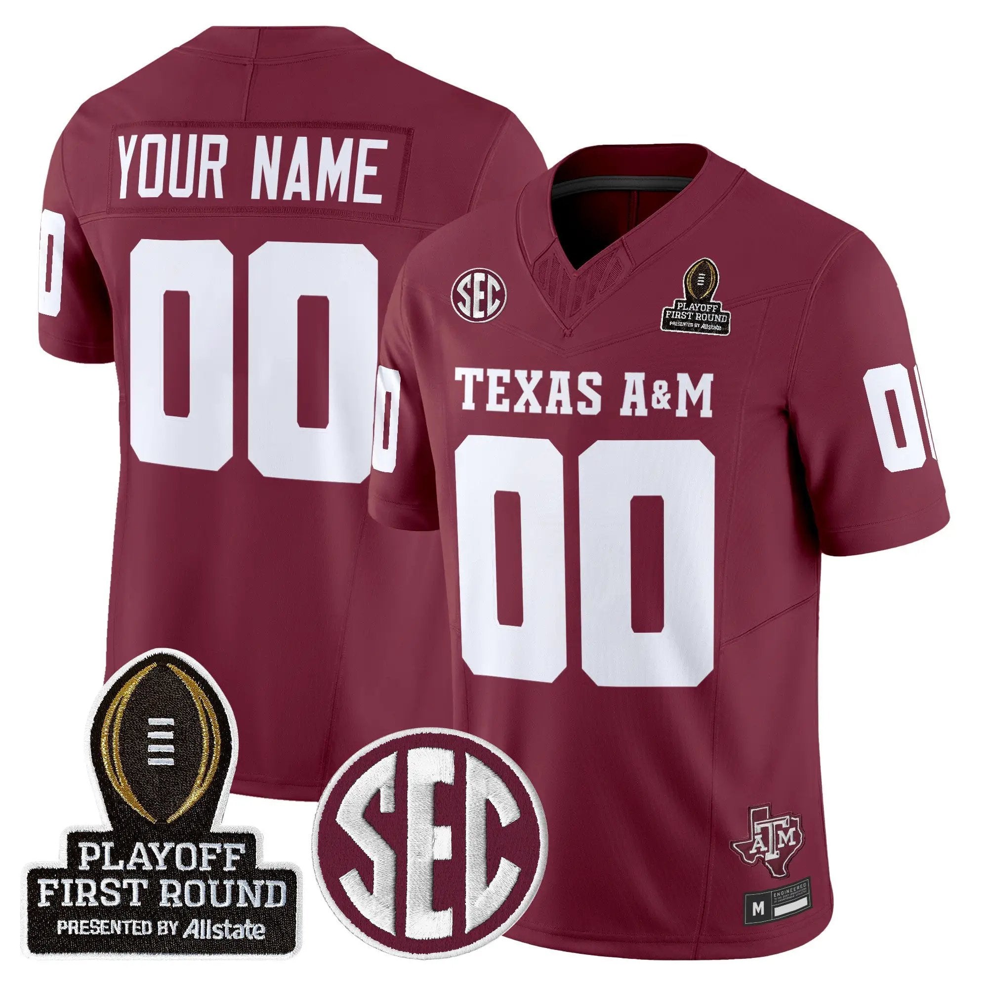 Aggies 2025 Playoff First Round Football Vapor Limited Custom Jersey