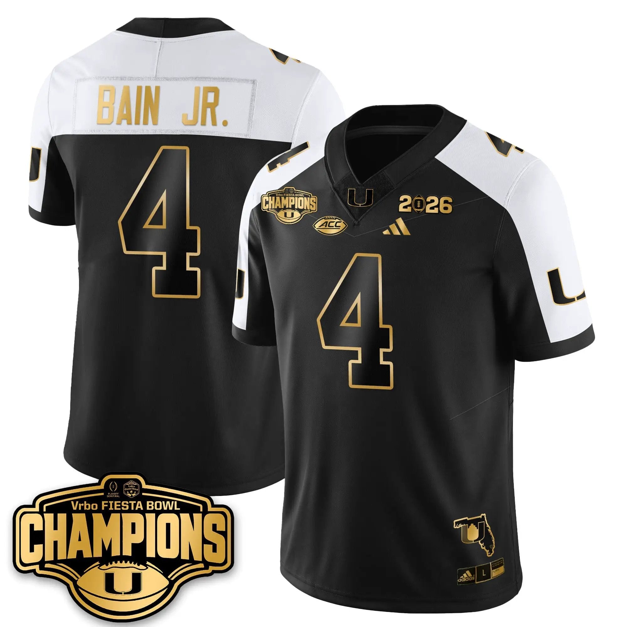 Men Miami Hurricanes Football Vapor Limited Gold Jersey - Fiesta Bowl Champions