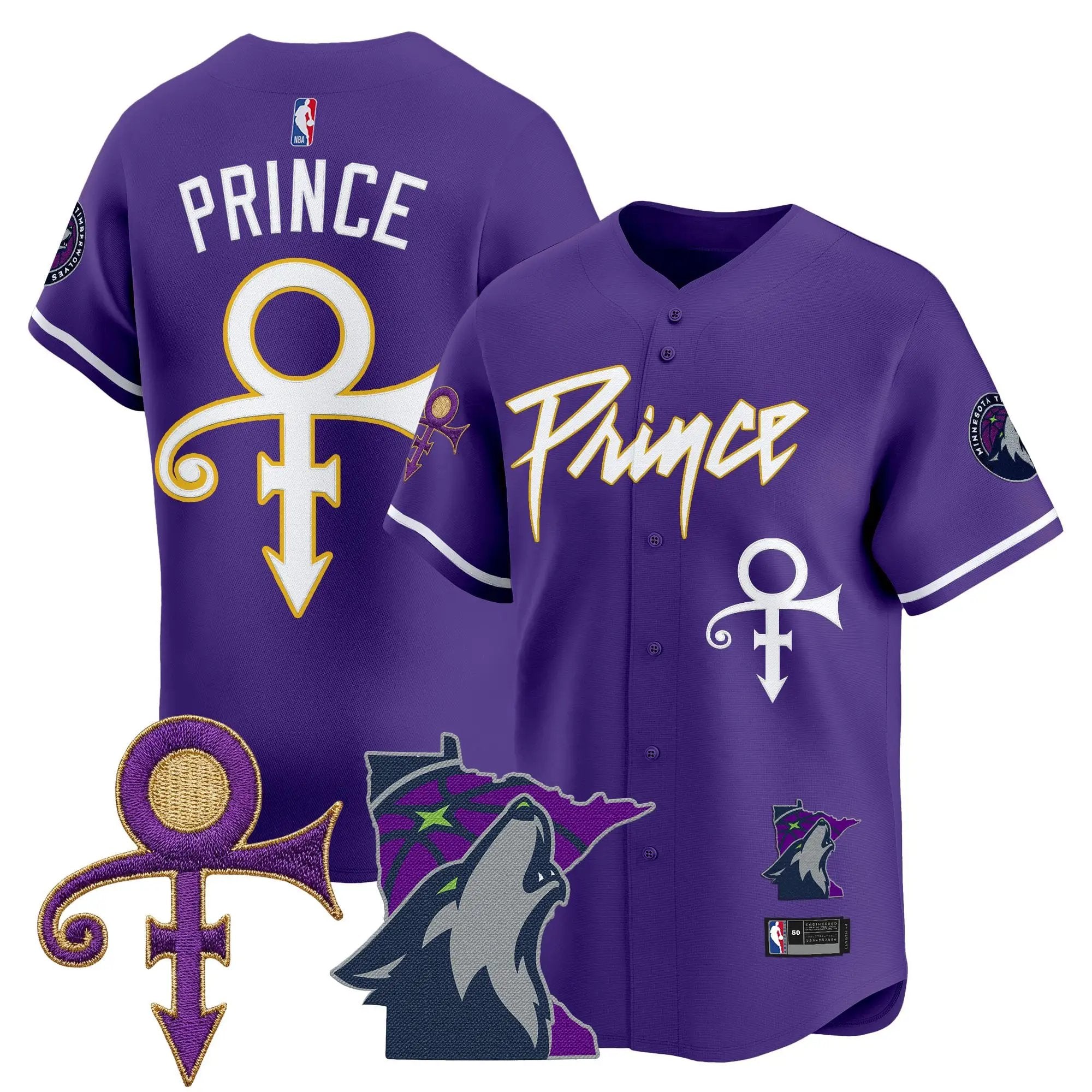 Men Minnesota Timberwolves Prince Patch Vapor Baseball Jersey - All Stitched