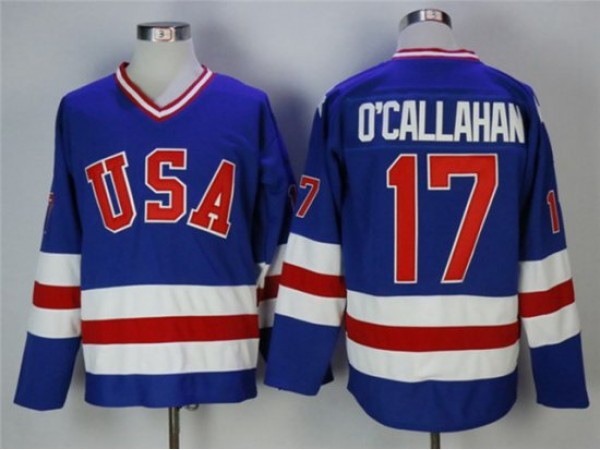 1980 Winter Olympics Team USA #17 Jack O'Callahan CCM Vintage Jersey - Blue