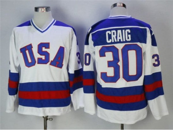 1980 Winter Olympics Team USA #30 Jim Craig CCM Vintage Jersey - White