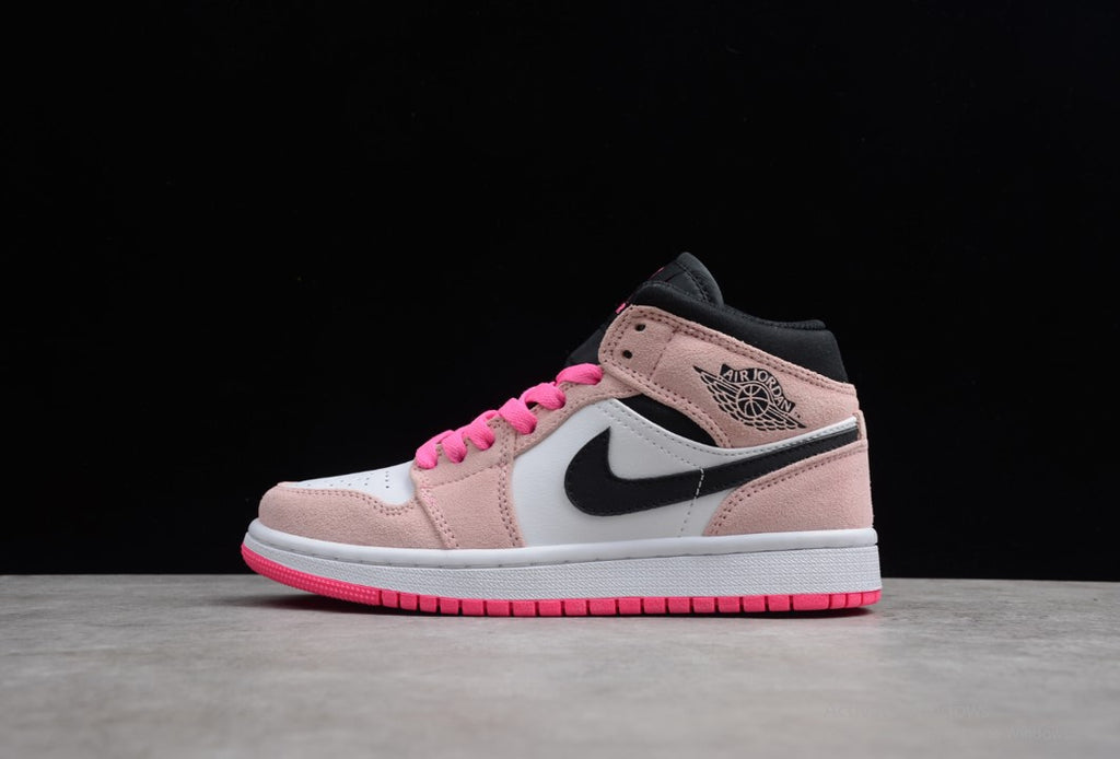 Air Jordan 1 GS Mid Pink Quartz Black