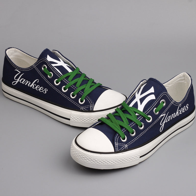 New York Yankees Limited Print MLB Baseball Fans Low Top Canvas Shoes Sport Sneakers T-D731L
